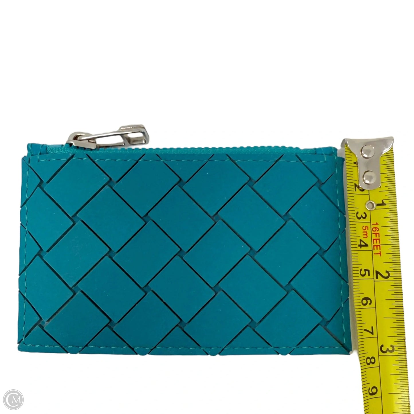 Zipped Card Case In Intrecciato Rubber & Cotton Wallet Luxury Designer By Bottega Veneta, Size: Small