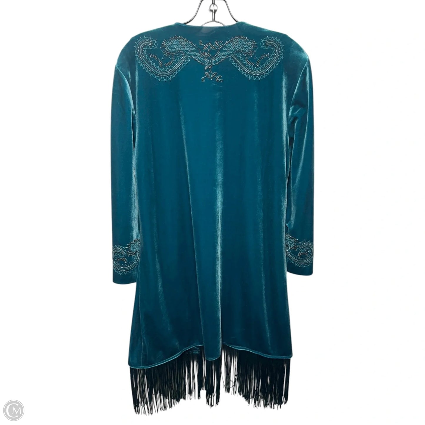 Velvet Beaded Kimono By Chicos In Teal, Size: L