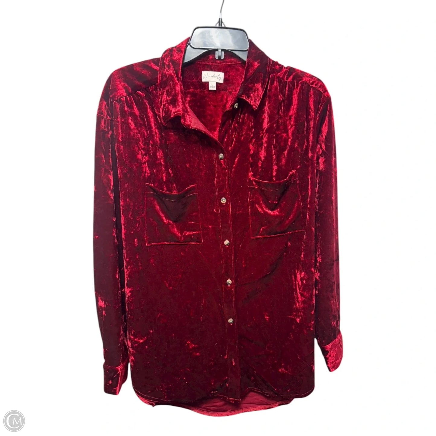 Velvet Top Long Sleeve By Wonderly In Red, Size: L