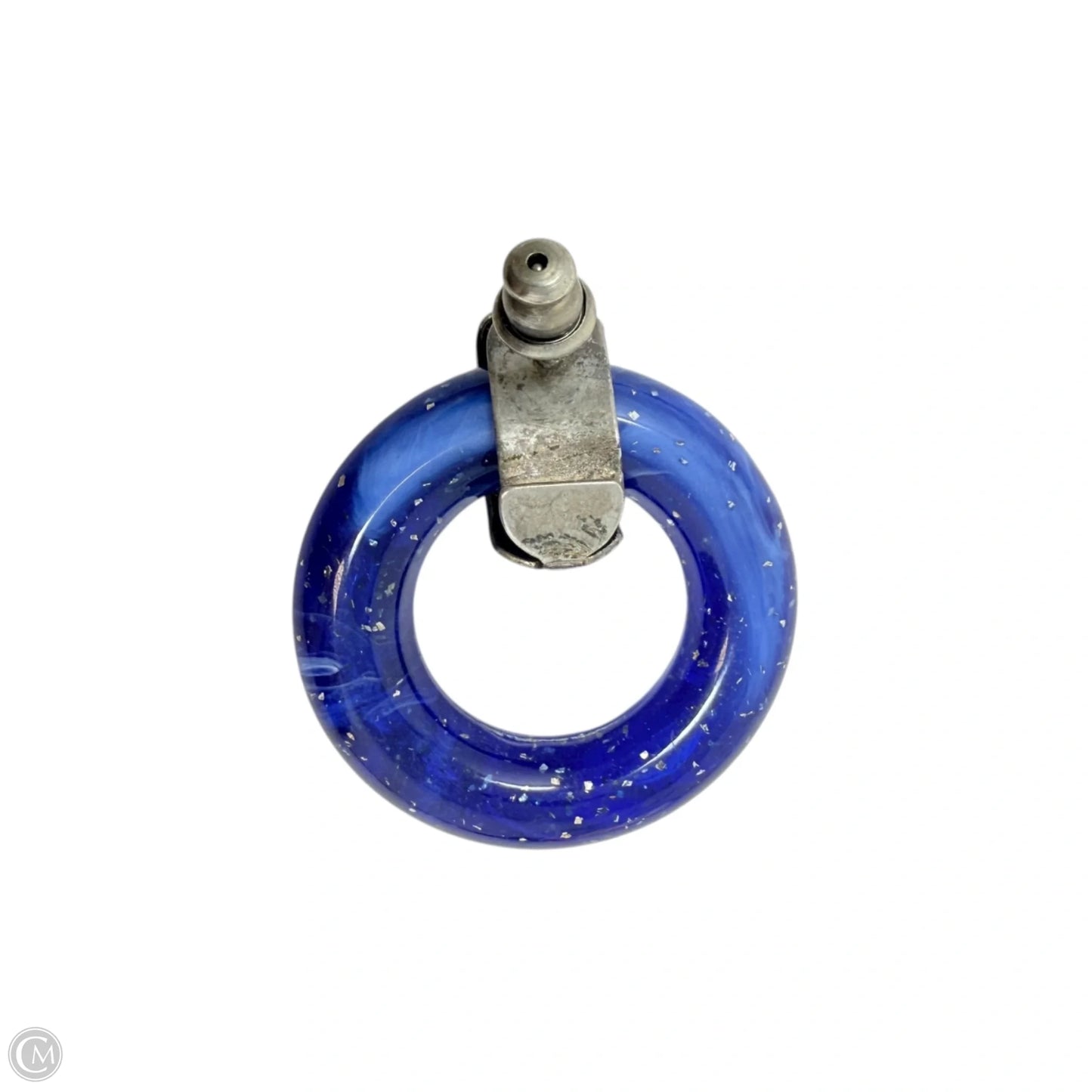 Blue Marbled Dangle Hoop Earrings