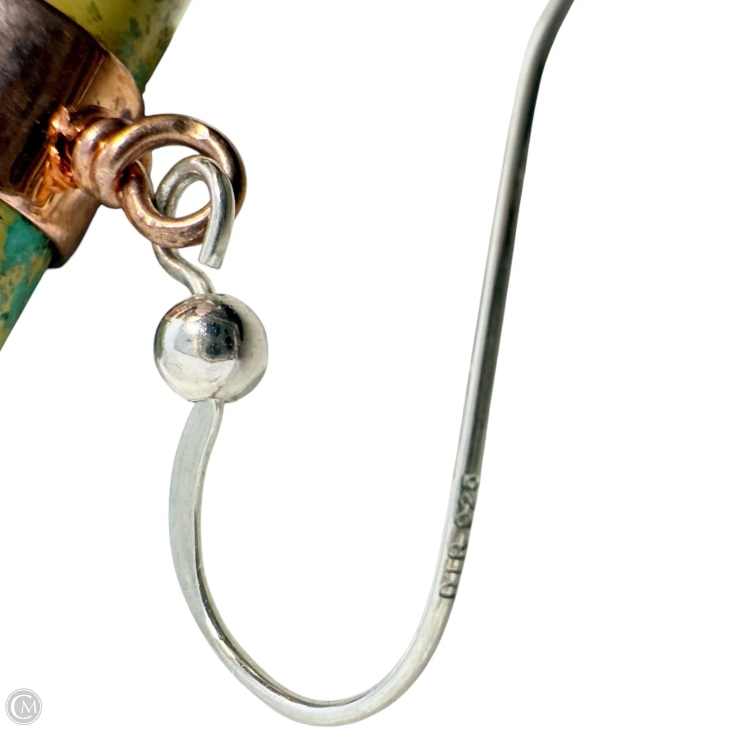 Sterling Silver, Stone & Copper Dangle Earrings