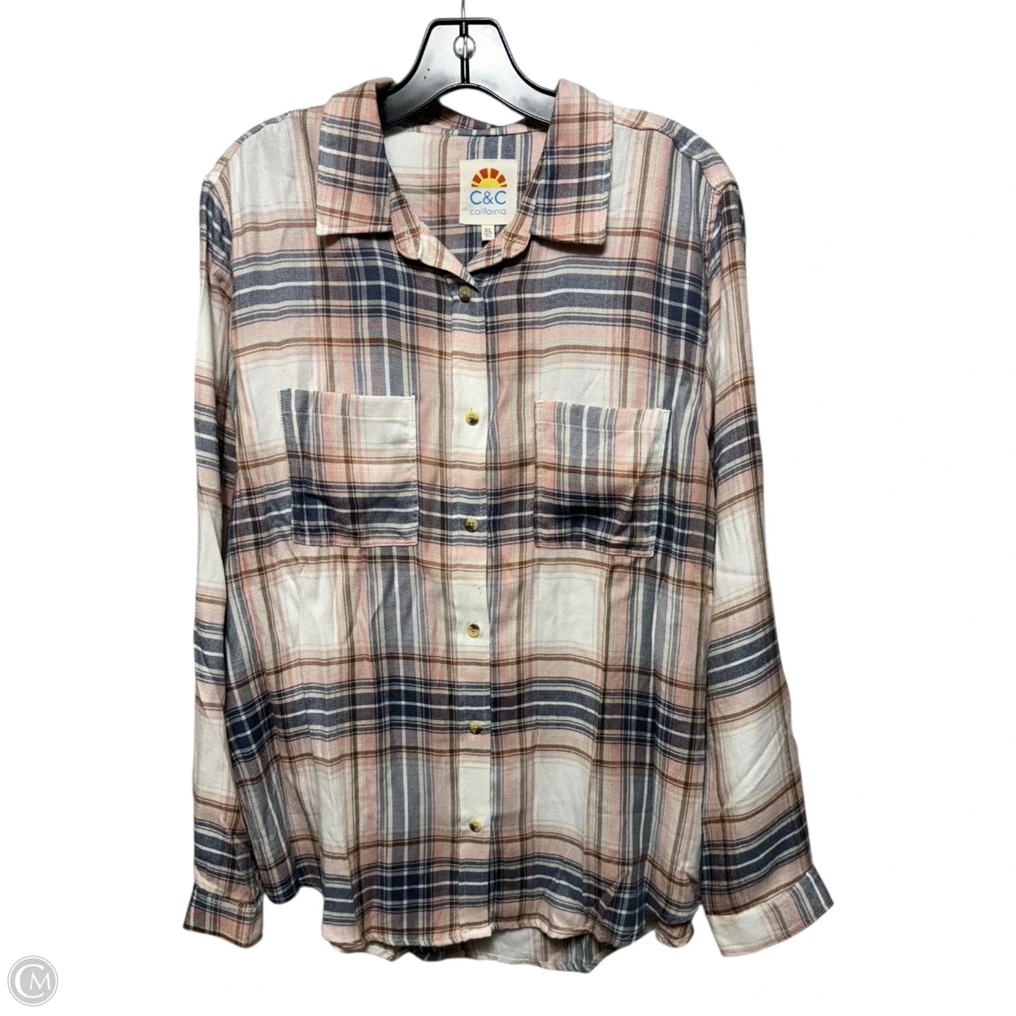 Top Long Sleeve By C And C In Plaid Pattern, Size: Xl