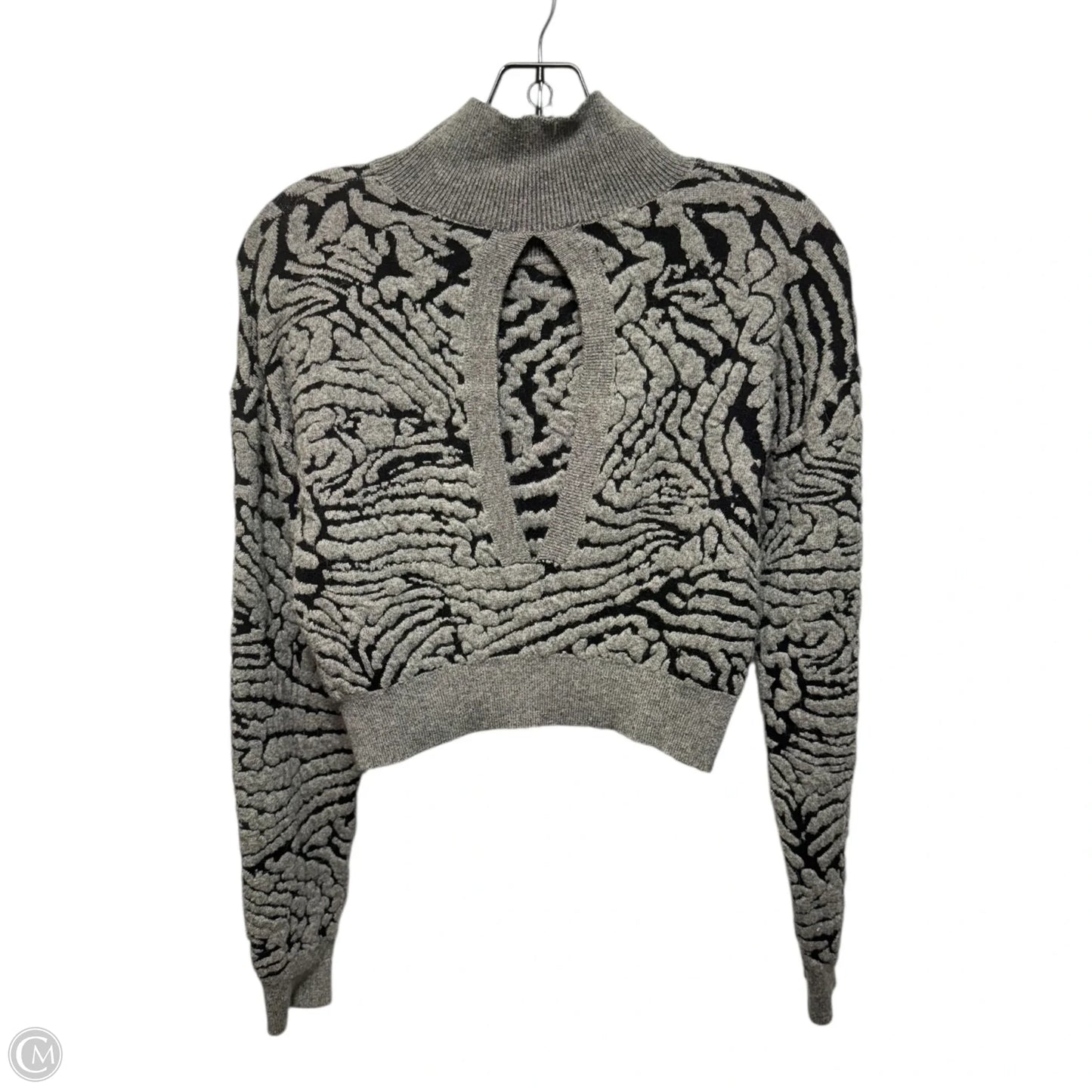 Open Back Cropped Sweater By Kerisma In Black & Grey, Size: S