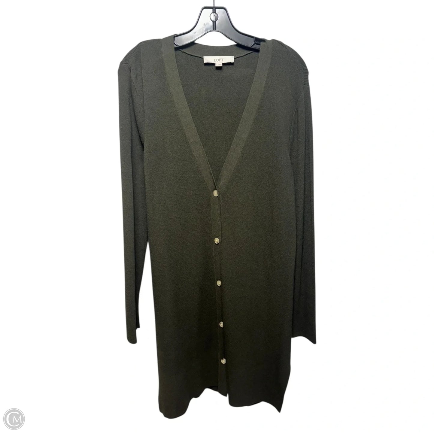 Sweater Cardigan By Loft In Green, Size: L