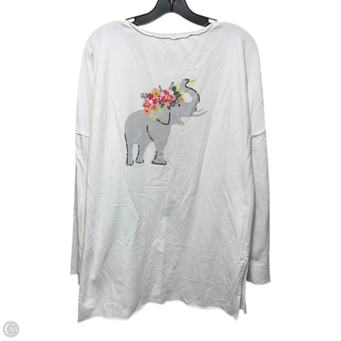 Elephant Top Long Sleeve By Crown And Ivy In White, Size: M