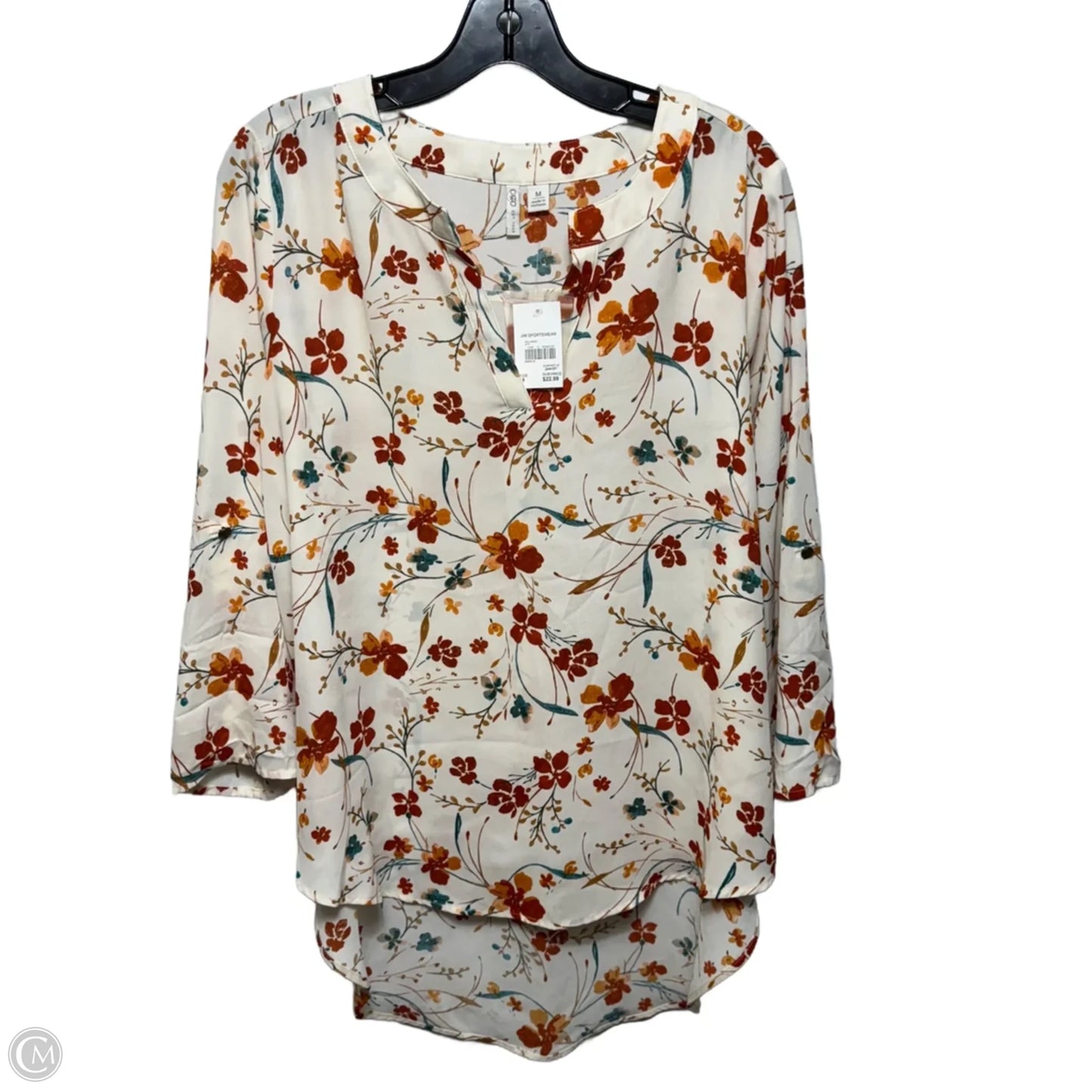 Blouse Long Sleeve By Cato In Floral Print, Size: M