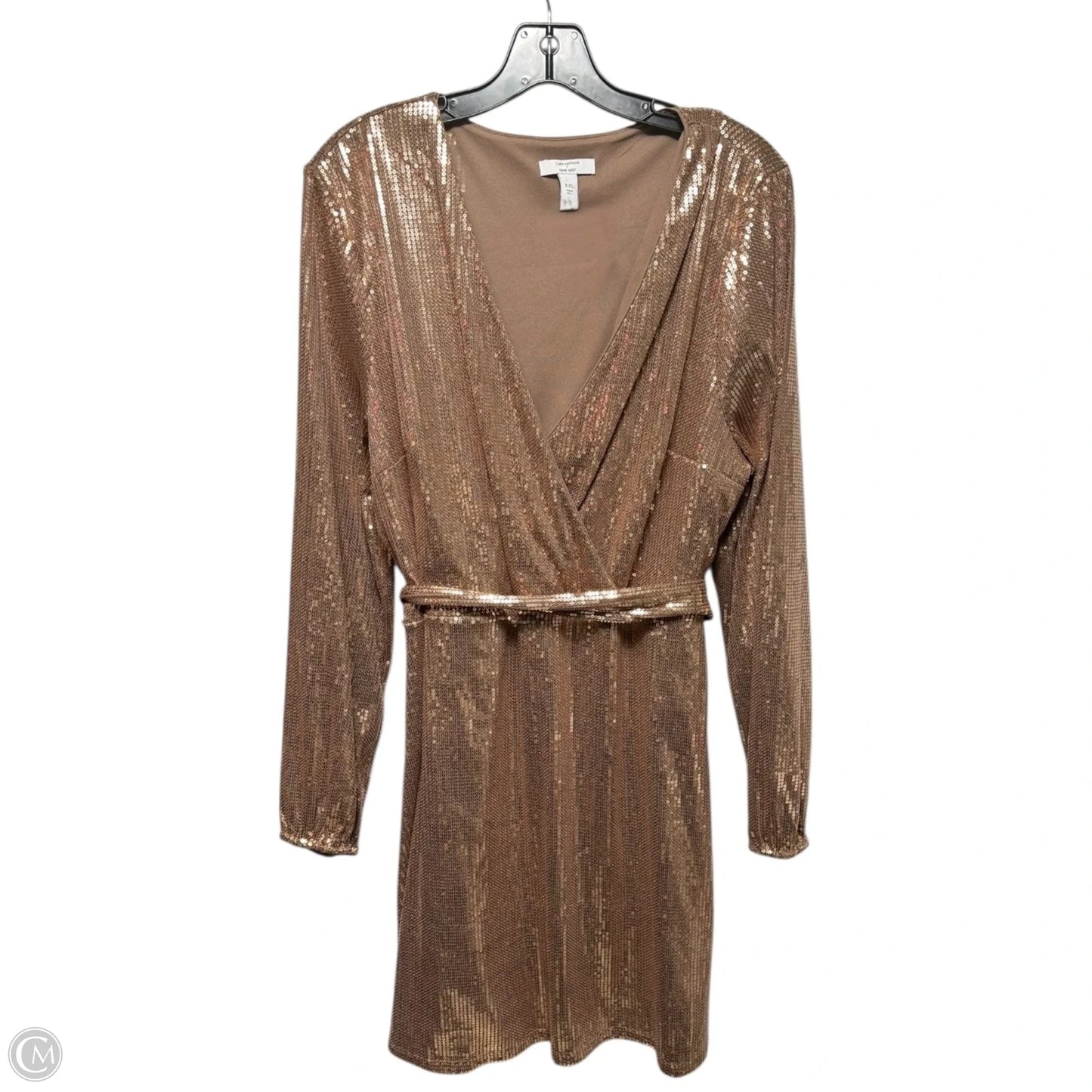 Sequin Dress Party Short By Nine West In Gold, Size: Xxl