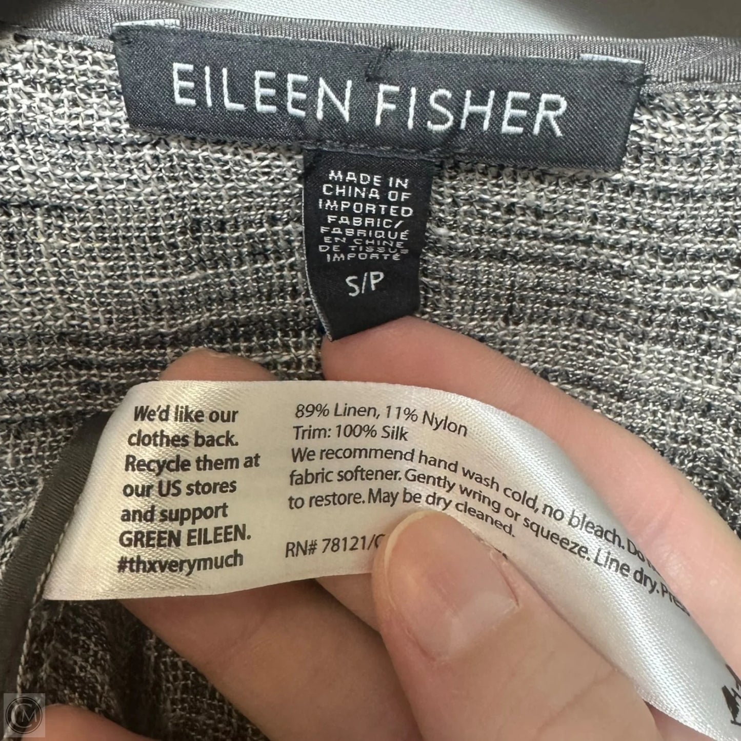 Linen Blend Cardigan By Eileen Fisher In Grey, Size: S