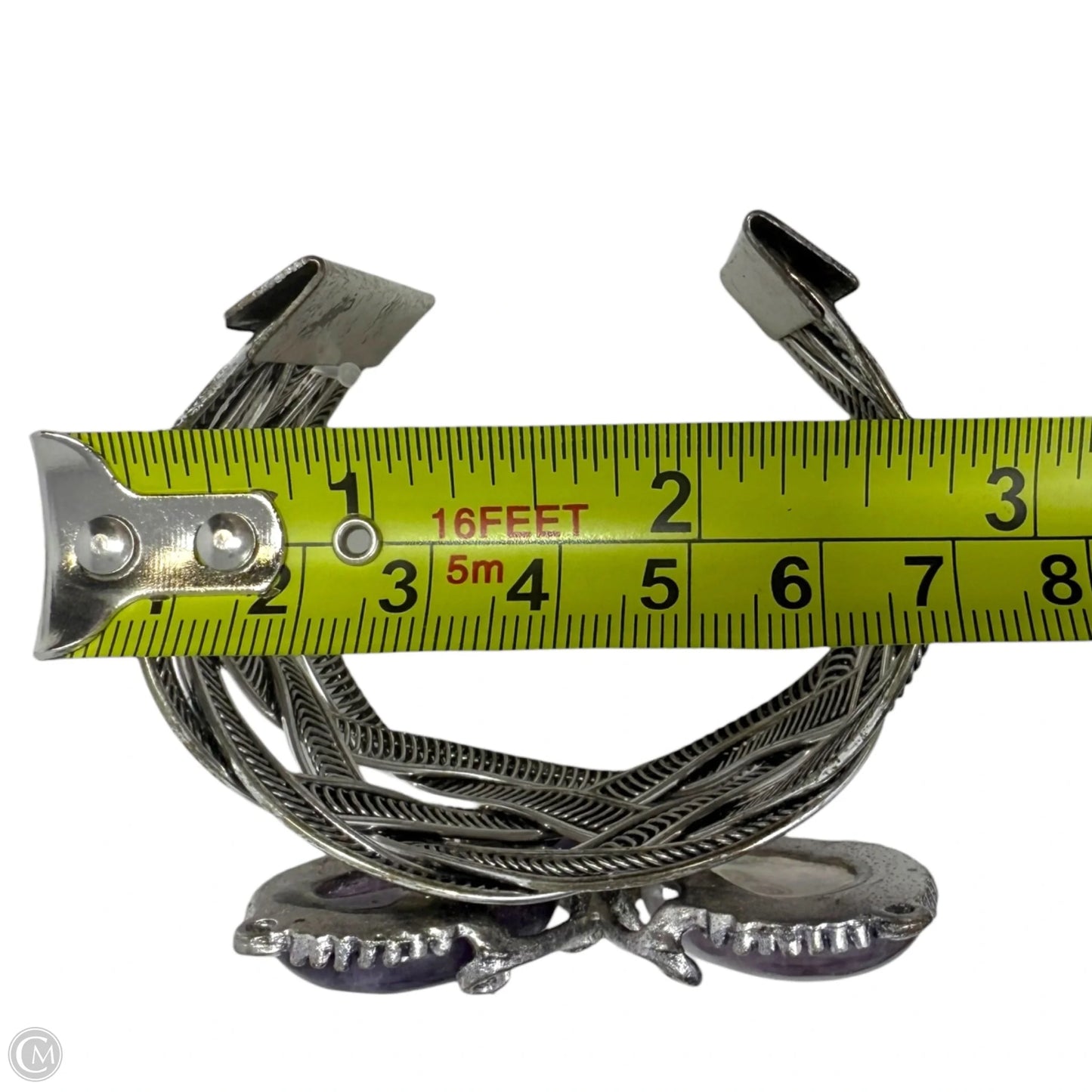 Antique Silver Finish Amethyst Butterfly Cuff Bracelet