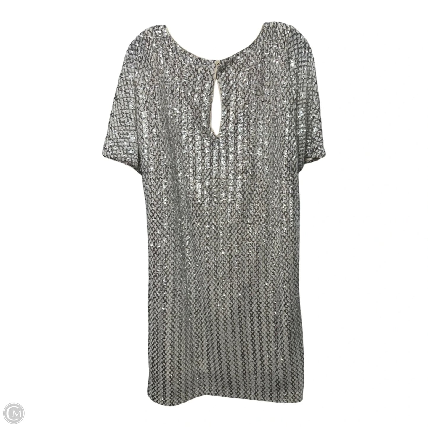 Sequin Short Sleeve Shift Dress By Vince Camuto In Silver, Size: 16