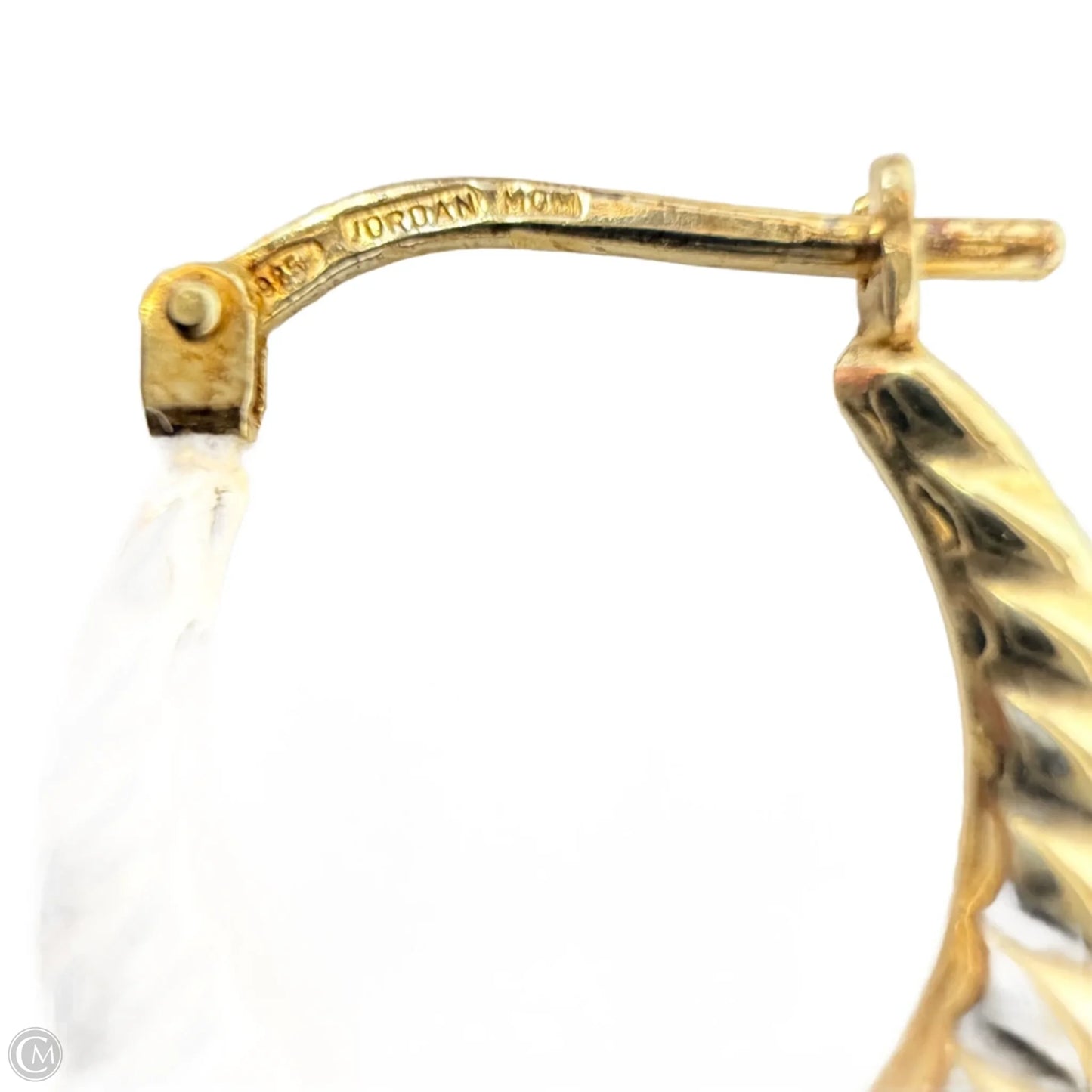 18K Yellow Gold Over Sterling Silver & Crystal Textured Hoop Earrings By Jordan