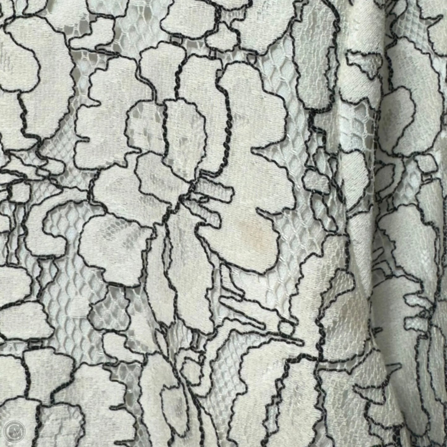 Lace Top Long Sleeve Designer By Karl Lagerfeld In Black & White, Size: Xl