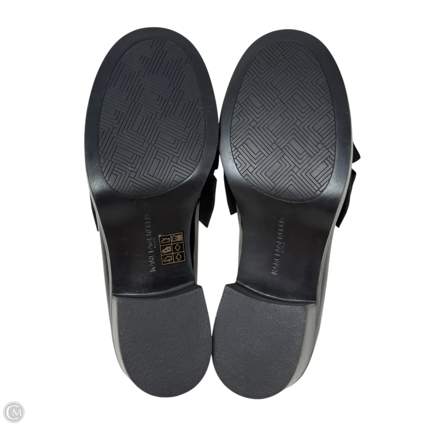 Camilia Bow Slip-On Loafers Designer By Karl Lagerfeld In Black, Size: 9