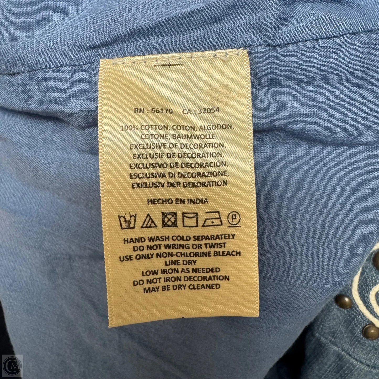 Soft Denim Mini Dress with embroidery and brass beading By Anthropologie In Blue Denim, Size: 4 Petite