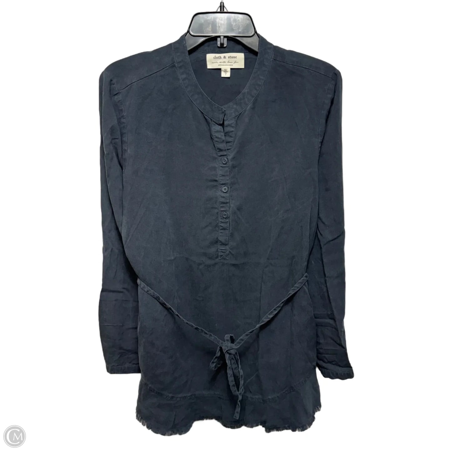 Belted Top Long Sleeve By Cloth & Stone In Blue, Size: M
