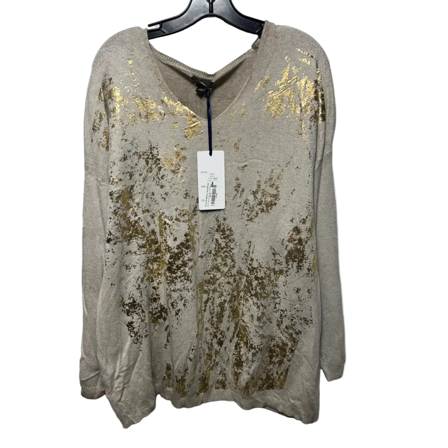 Metallic Sweater By Tempo Paris In Gold & Tan, Size: S