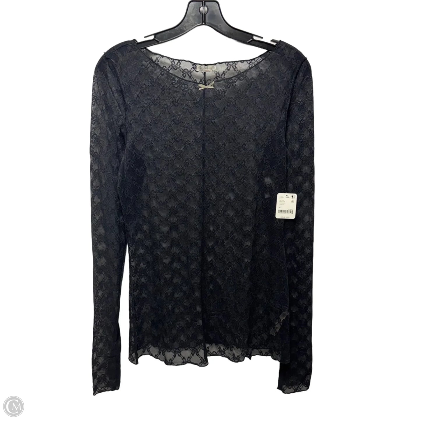 Sheer Lace Top Long Sleeve By Free People In Black, Size: M