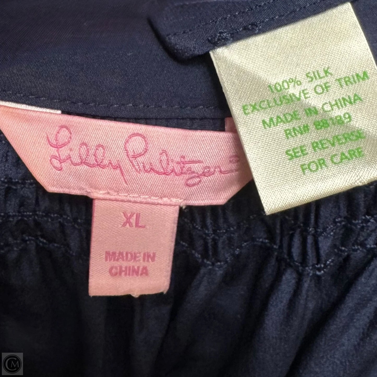 Silk Turner Mirror Dress Designer By Lilly Pulitzer In True Navy, Size: XL