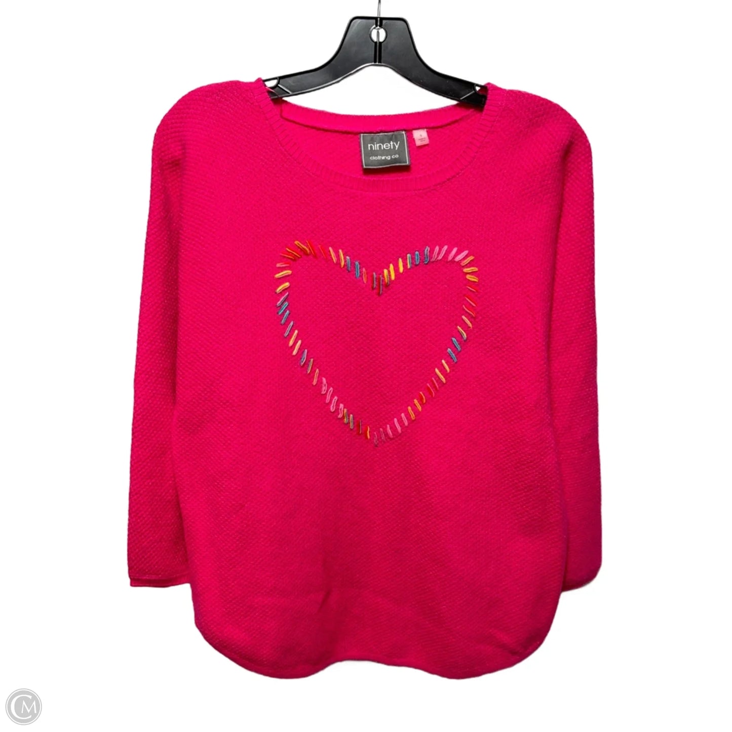 Heart Sweater By Ninety Woman In Pink, Size: S
