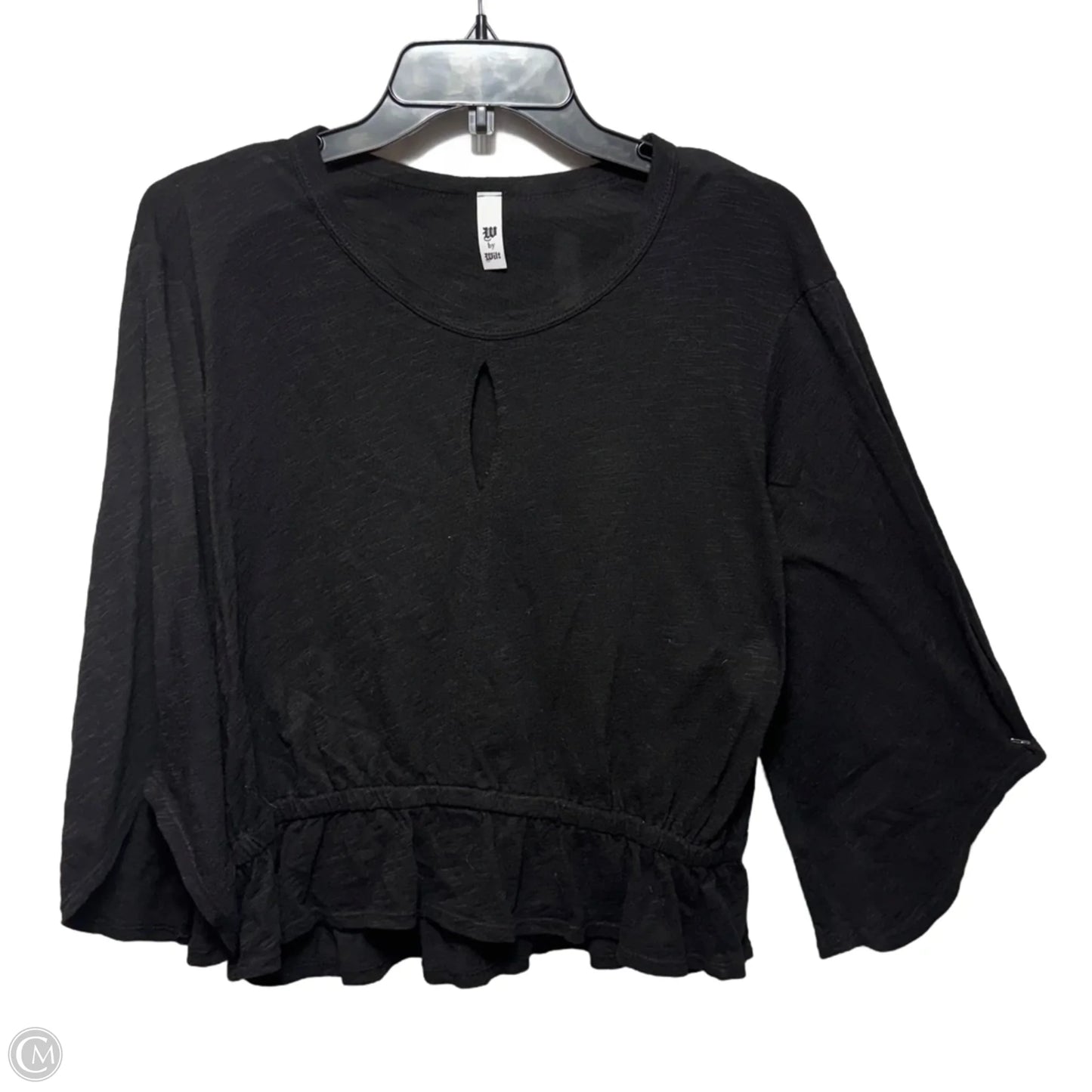 Peplum Keyhole Top Long Sleeve By Wilt In Black, Size: M