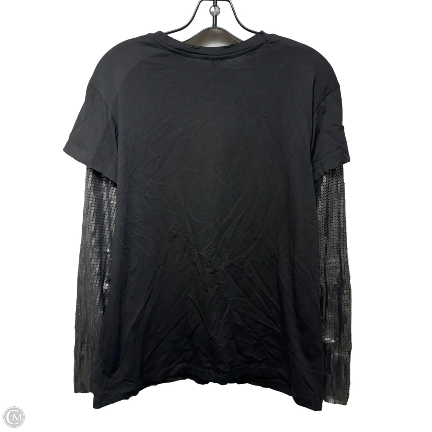 Sequin Sleeve Distressed Top Long Sleeve By Free People In Black, Size: S
