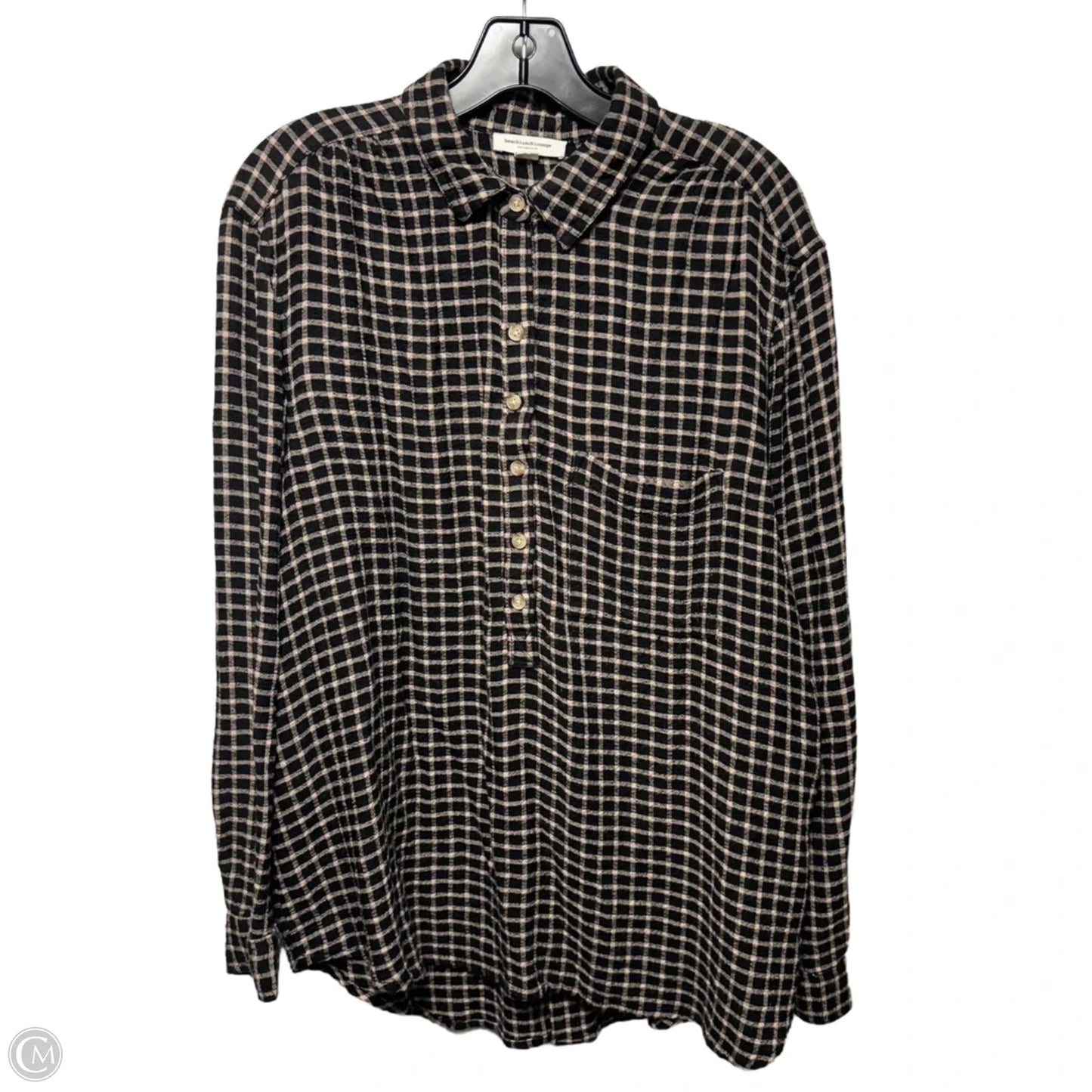 Top Long Sleeve By Beachlunchlounge In Checkered Pattern, Size: Xl