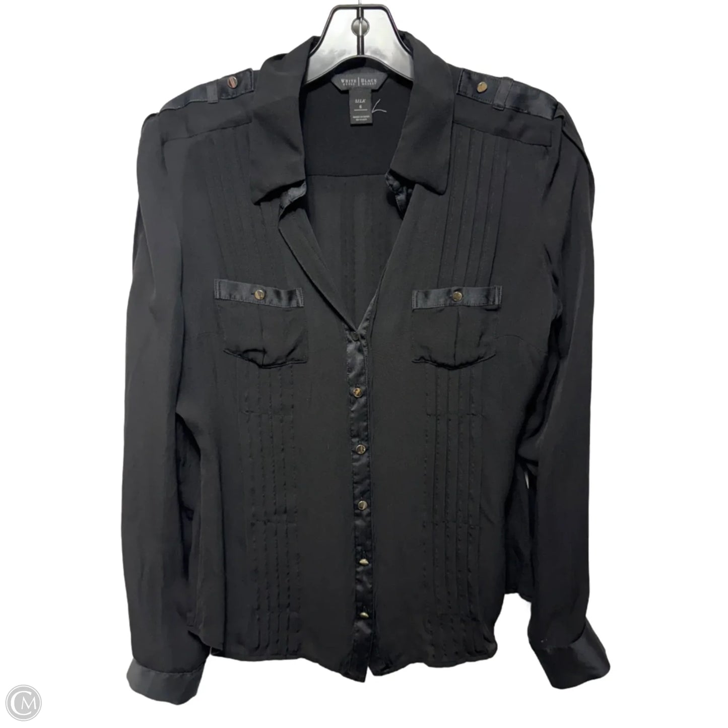 Silk Blouse Long Sleeve By White House Black Market In Black, Size: 6