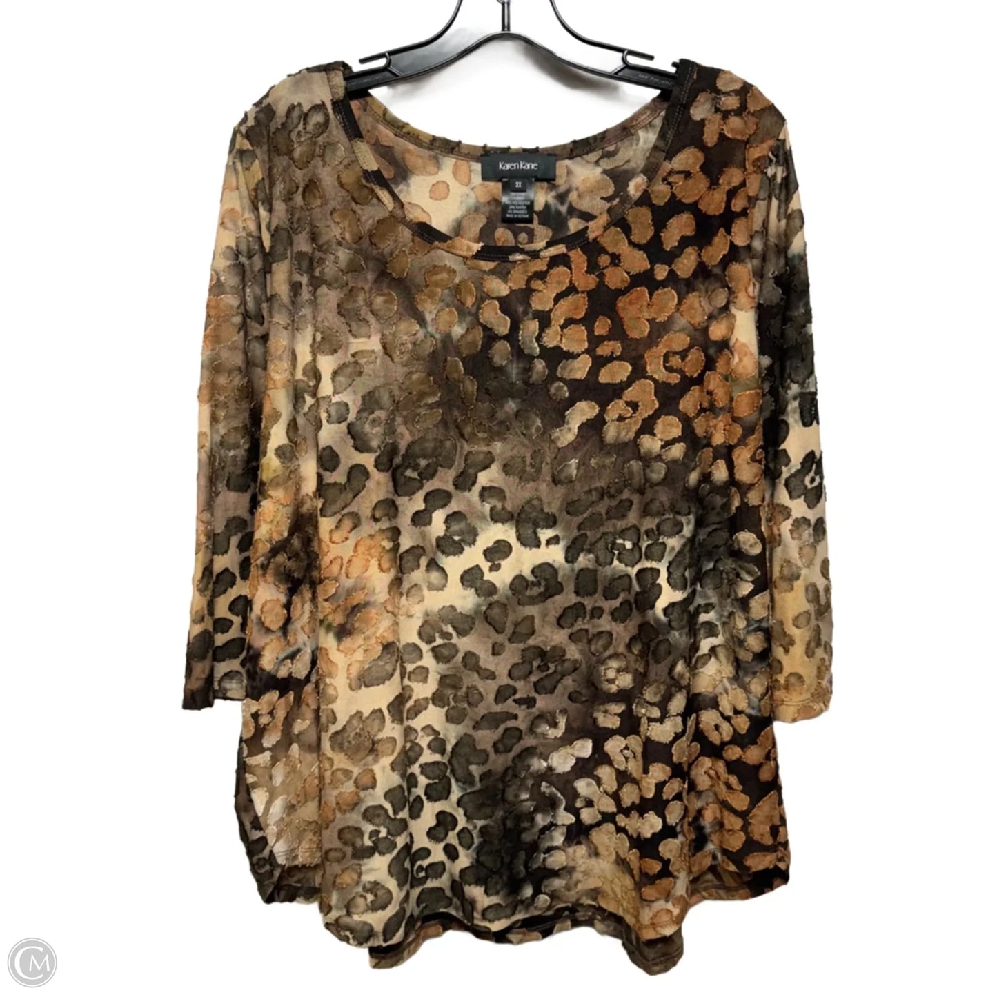 Top 3/4 Sleeve By Karen Kane In Animal Print, Size: 3x
