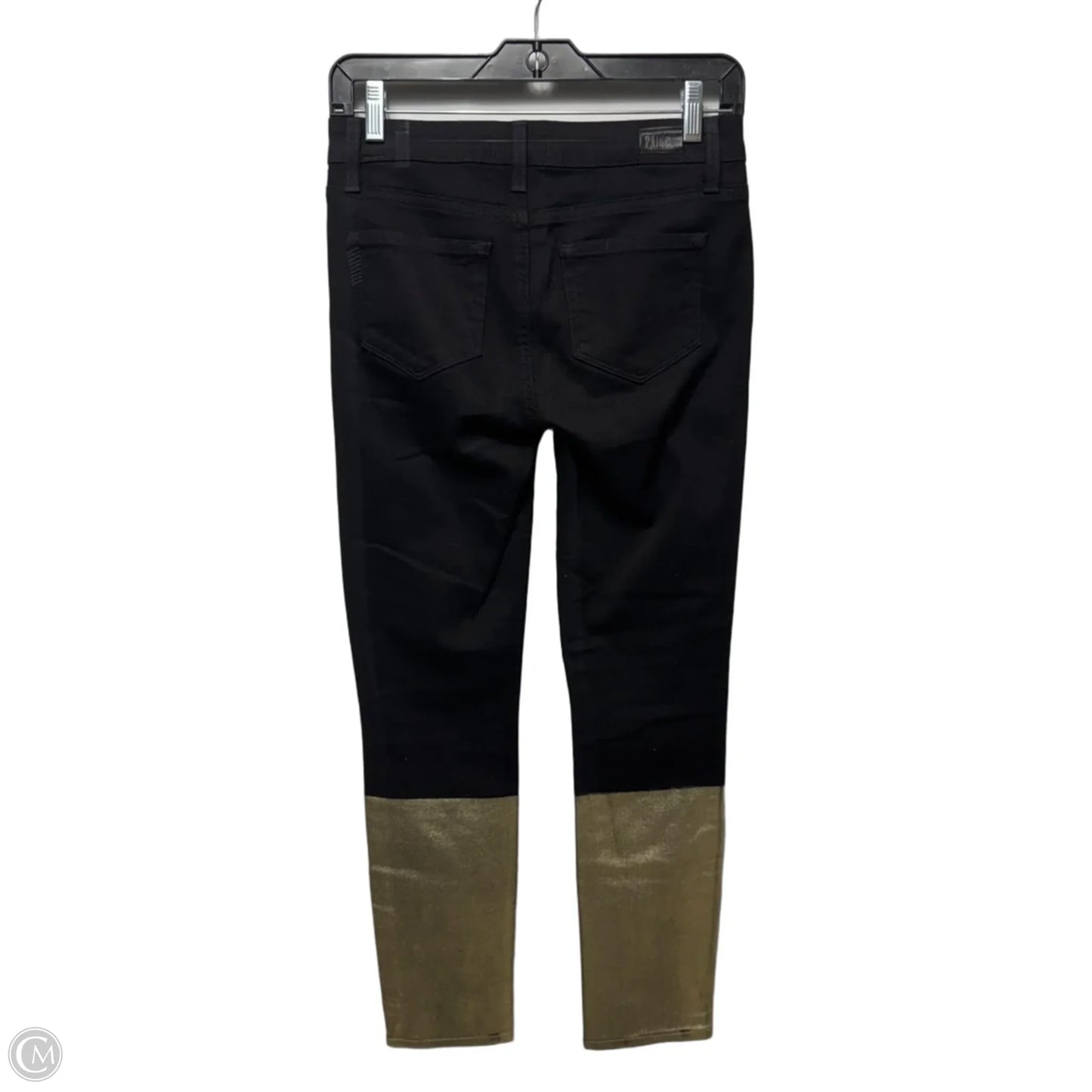 Jeans Skinny By Paige In Black & Gold, Size: 2/26