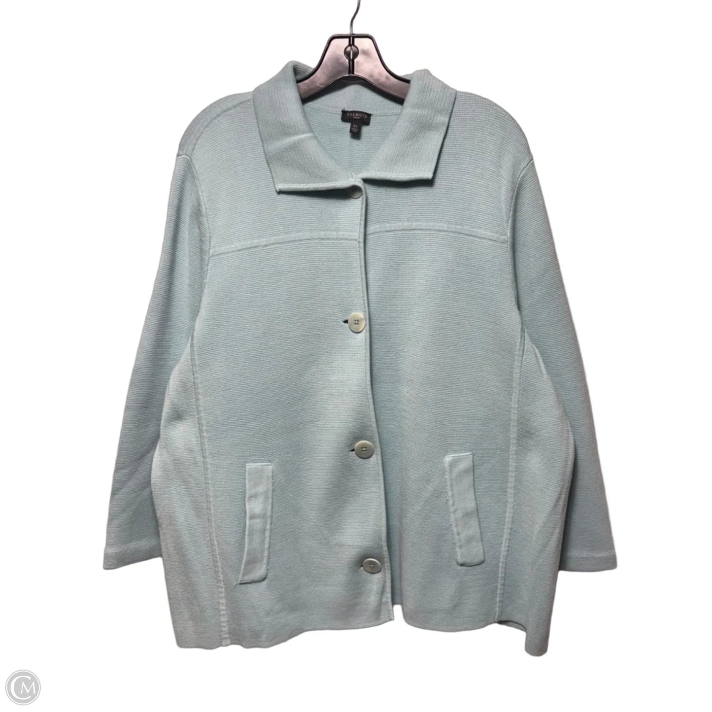 Sweater Cardigan By Talbots In Aqua, Size: 2x
