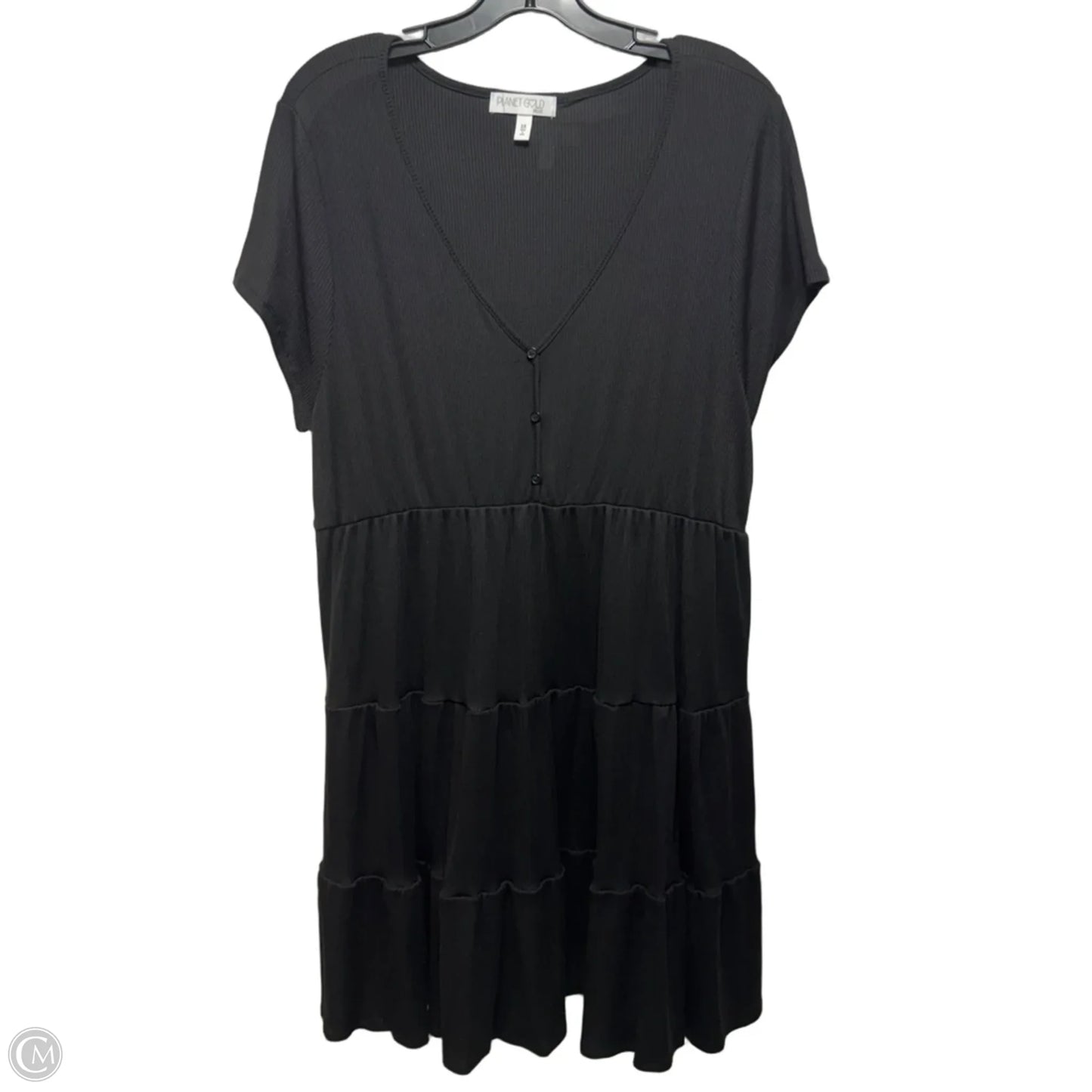 Ribbed Tiered Dress Casual Short By Planet Gold In Black, Size: 2x