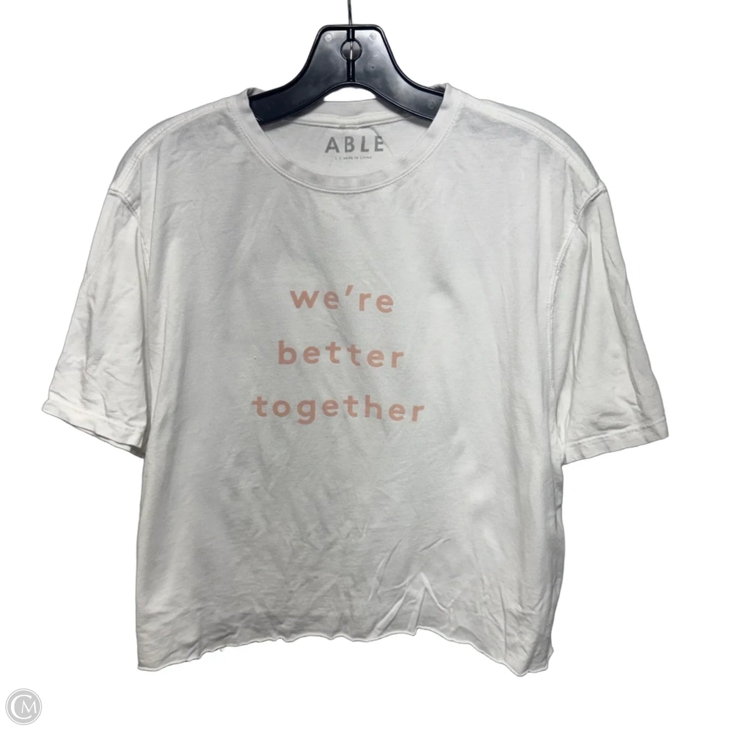 “We’re Better Together” Top Short Sleeve By Able In White, Size: L