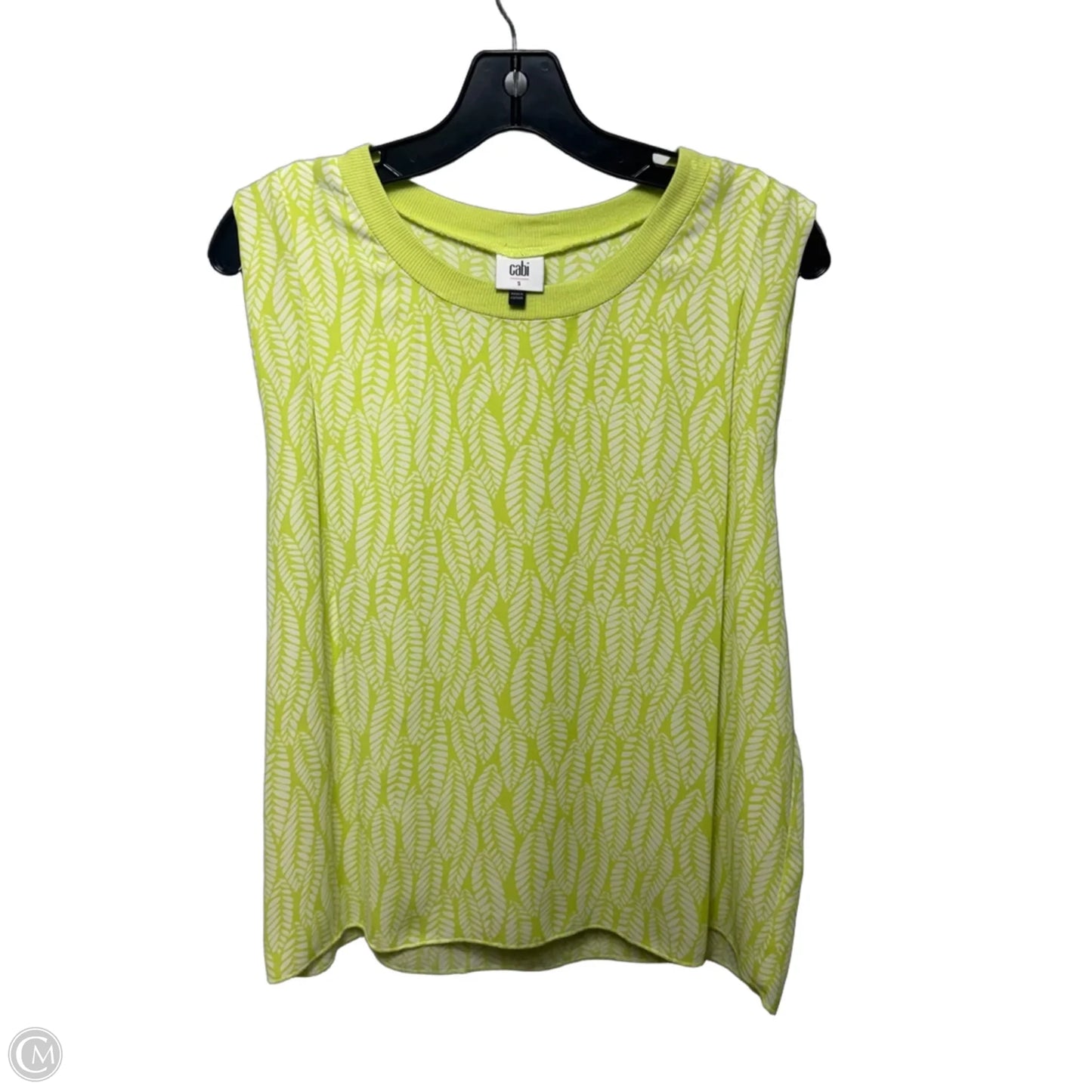 Top Sleeveless By Cabi In Green & White, Size: S