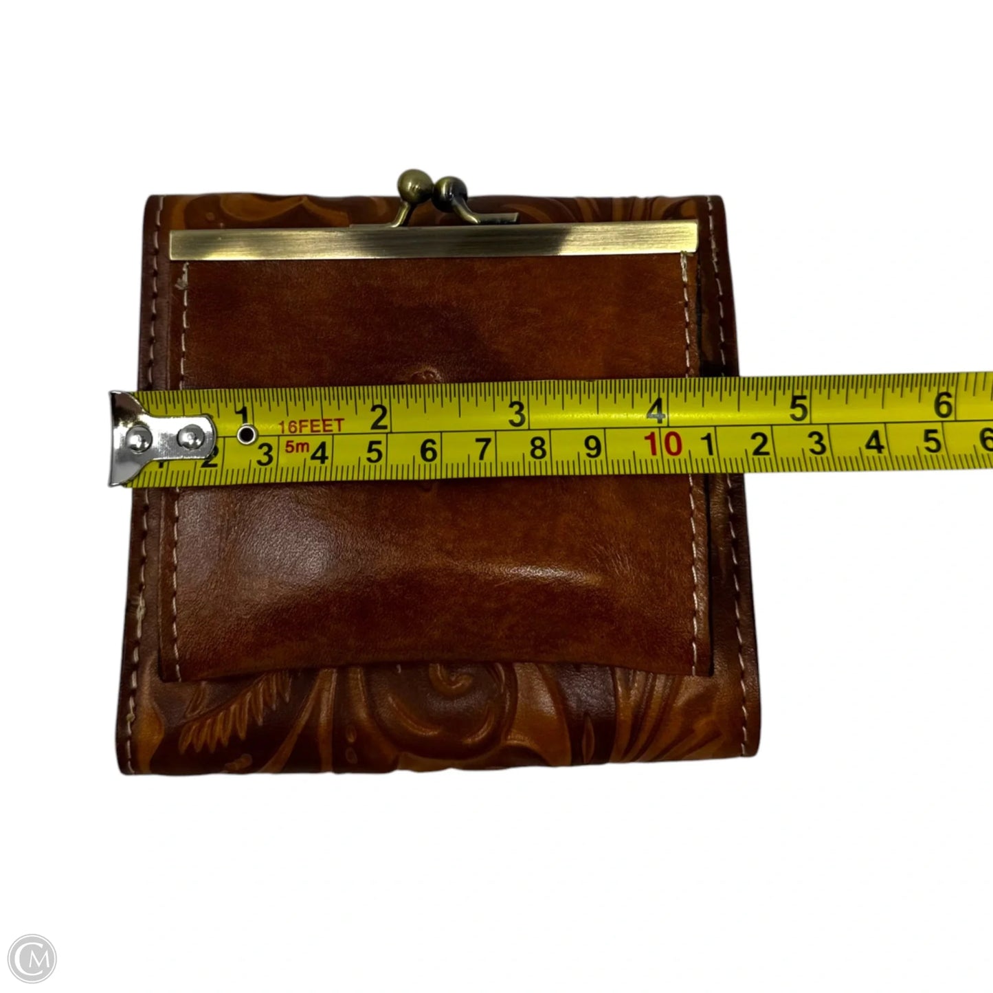 Tooled Kisslock Pocket Wallet Designer By Patricia Nash, Size: Medium