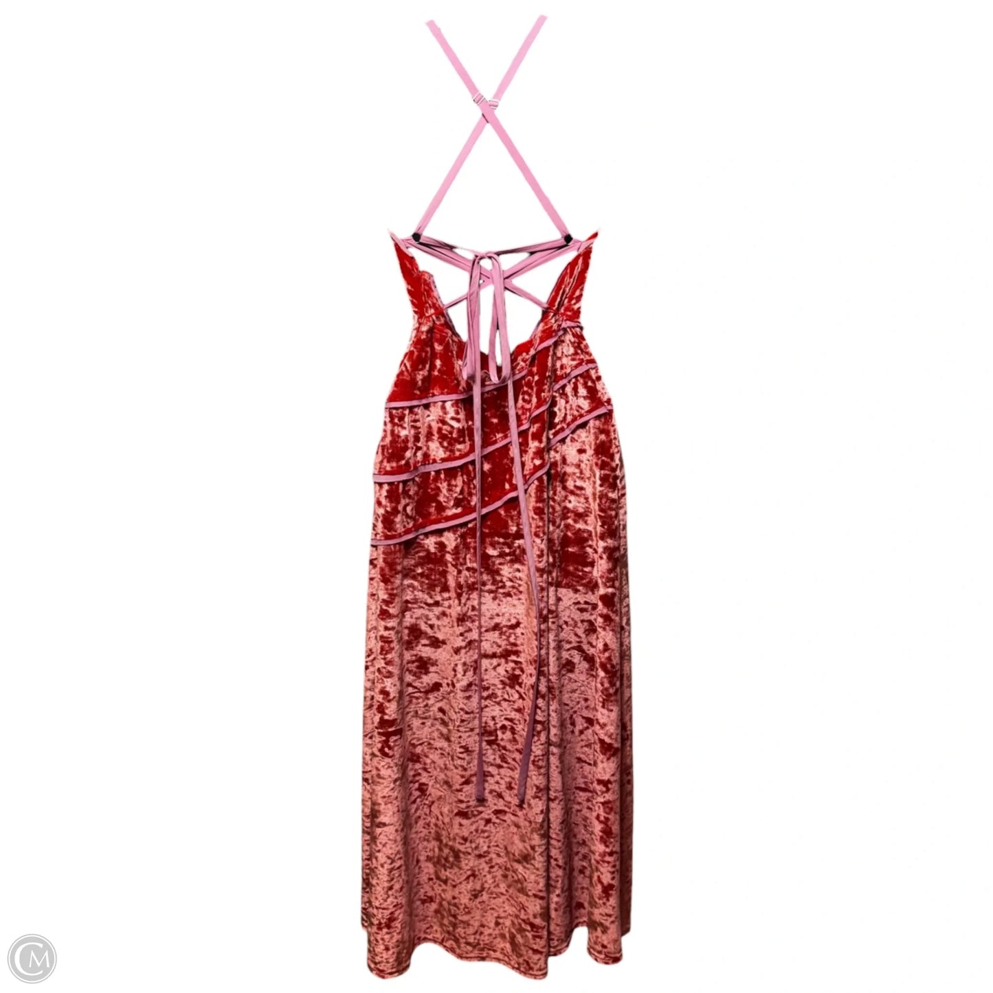 Deia Velvet Midi Dress By Free People In Pink & Orange, Size: XS