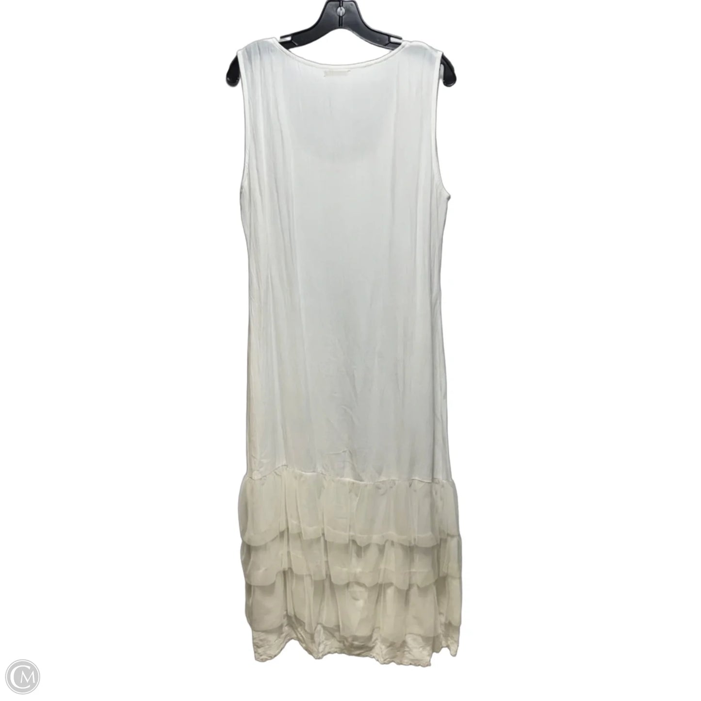 Tulle Trim Dress Casual Maxi By Nataya In White, Size: L