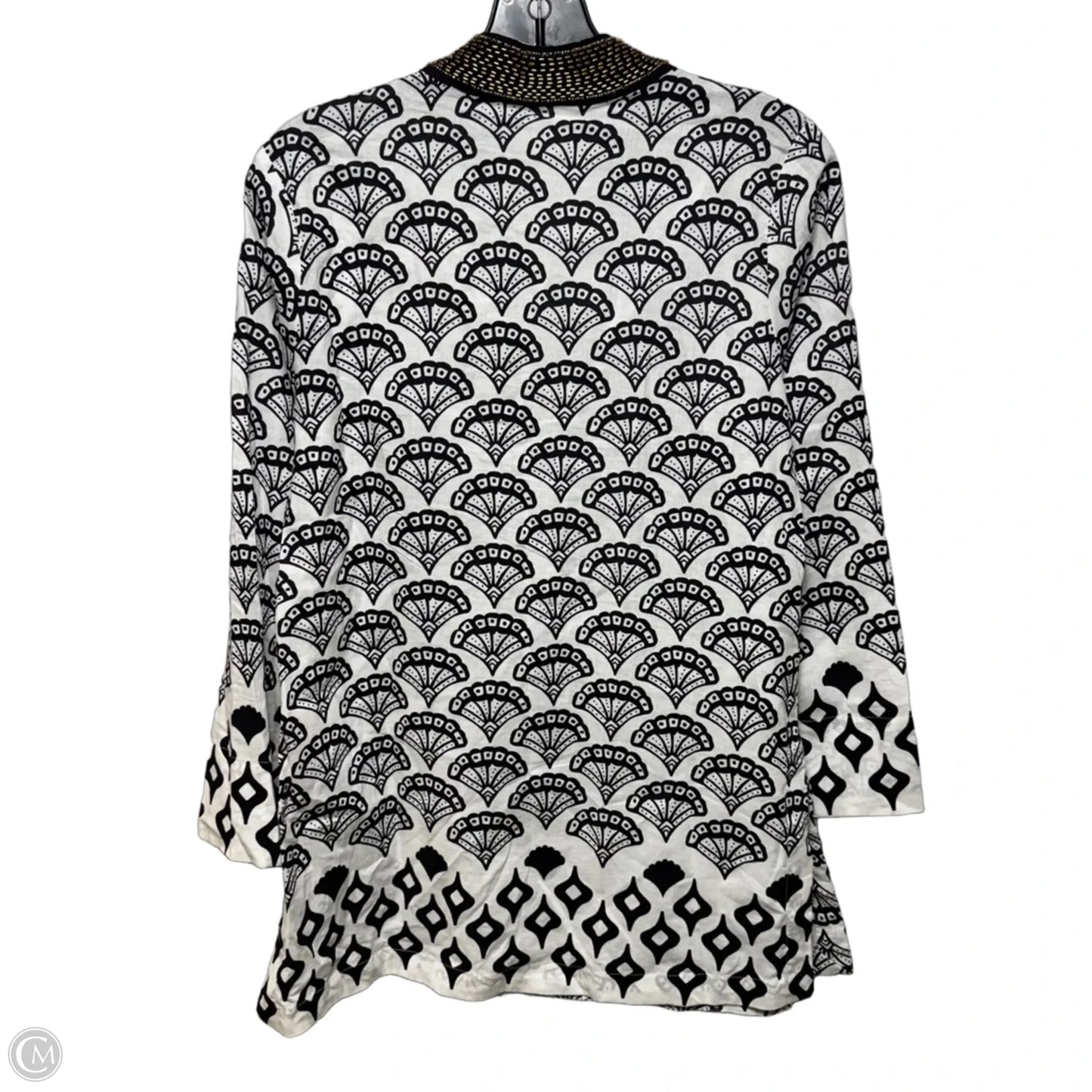 Beaded Collar Cotton Tunic Long Sleeve By Soft Surroundings In Black & White, Size: Xs