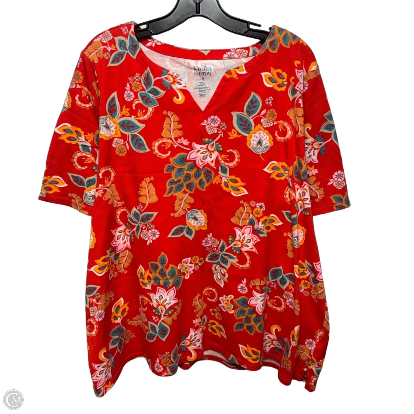 Top Short Sleeve By Croft And Barrow In Floral Print, Size: 1x