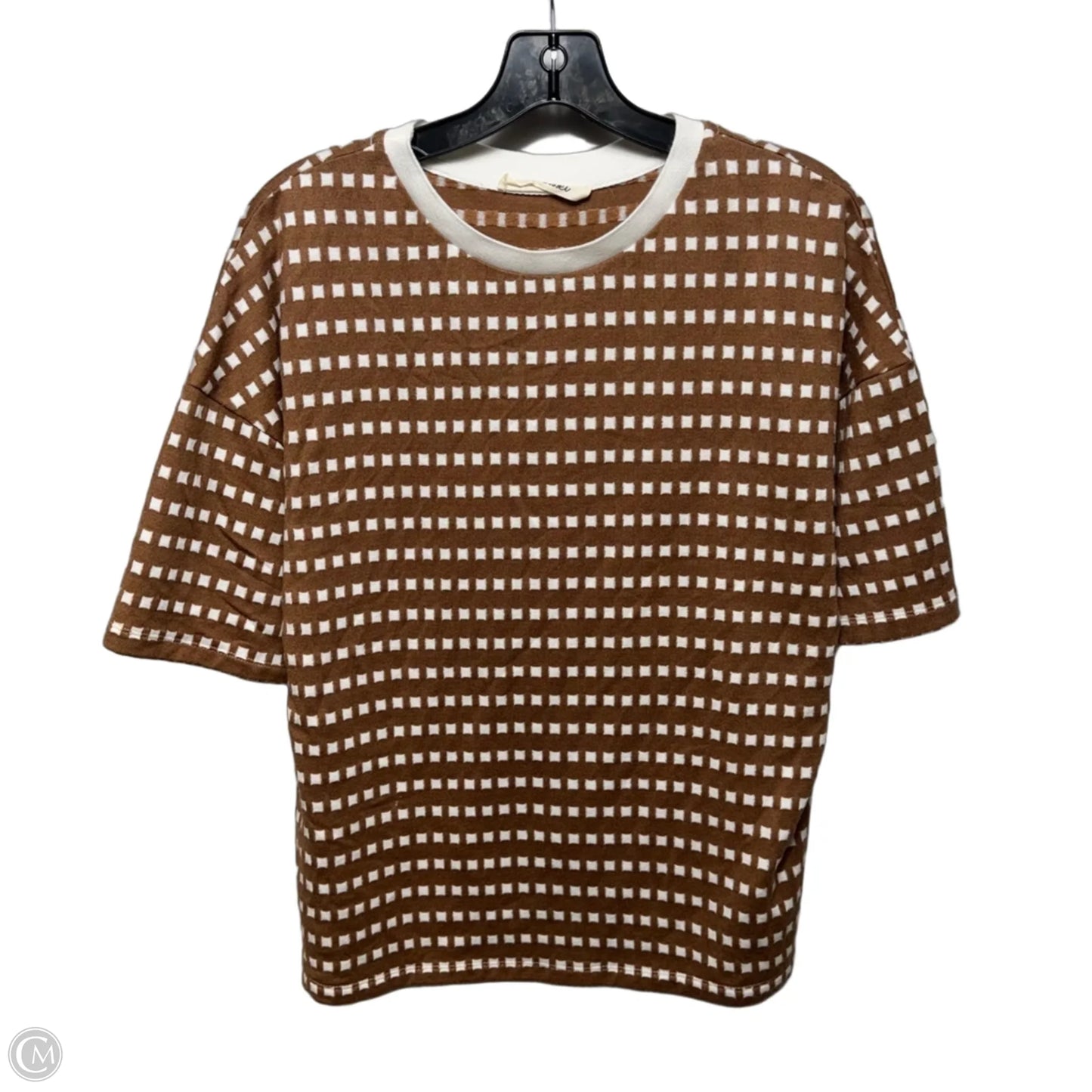 Top Short Sleeve By Blue Tassel In Brown & White, Size: M ESTIMATED