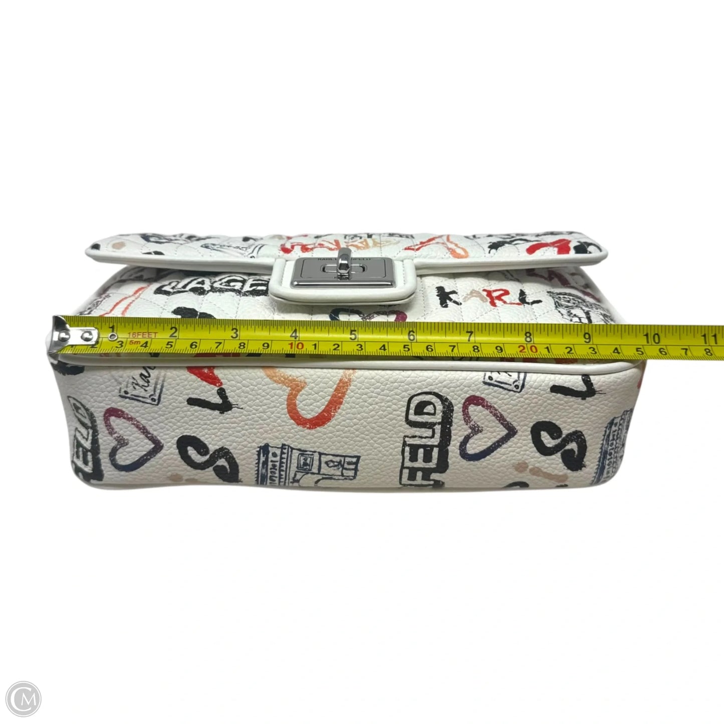Simone Graffiti Flap Crossbody Designer By Karl Lagerfeld, Size: Medium