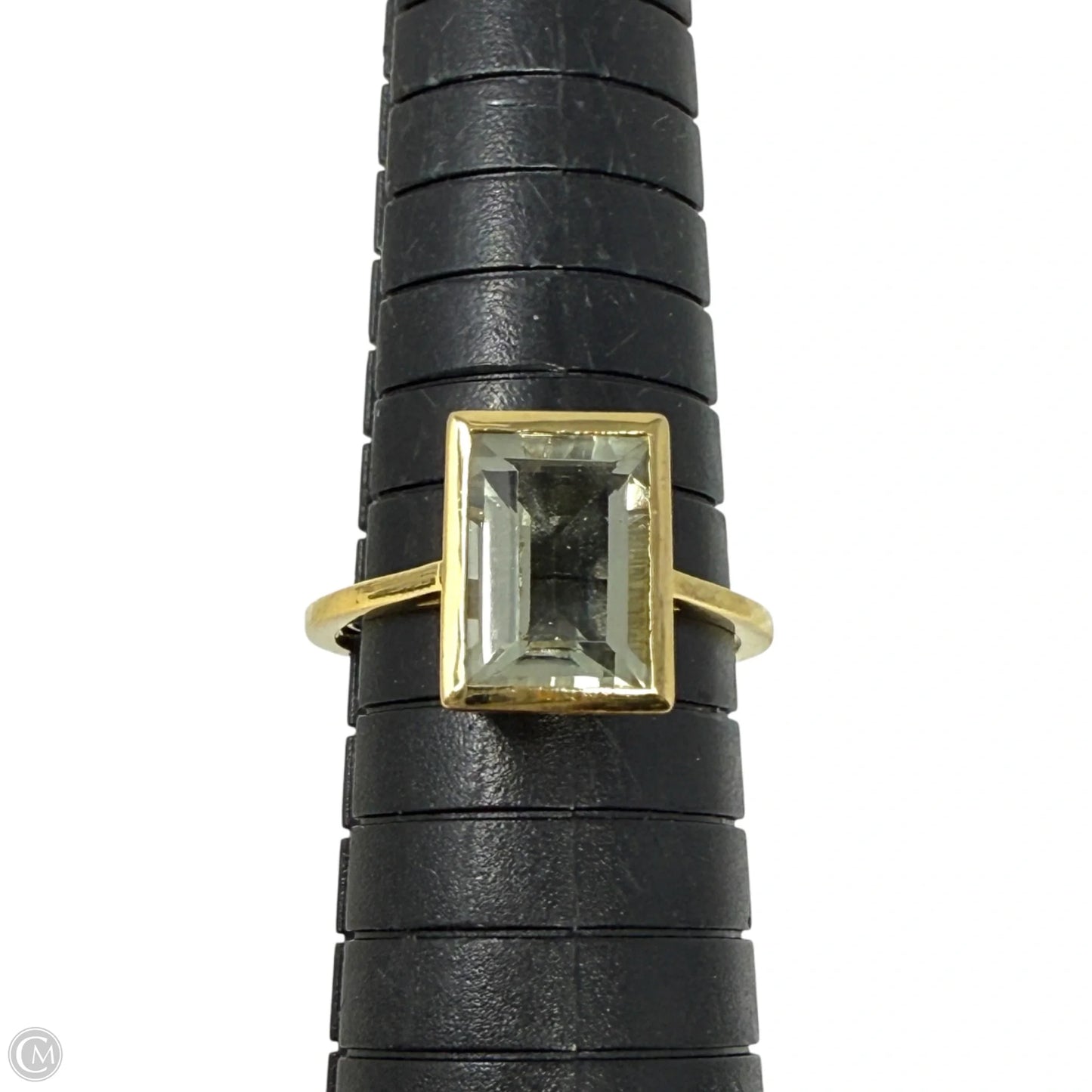 Brass & Green Stone Statement Ring, Size: 8