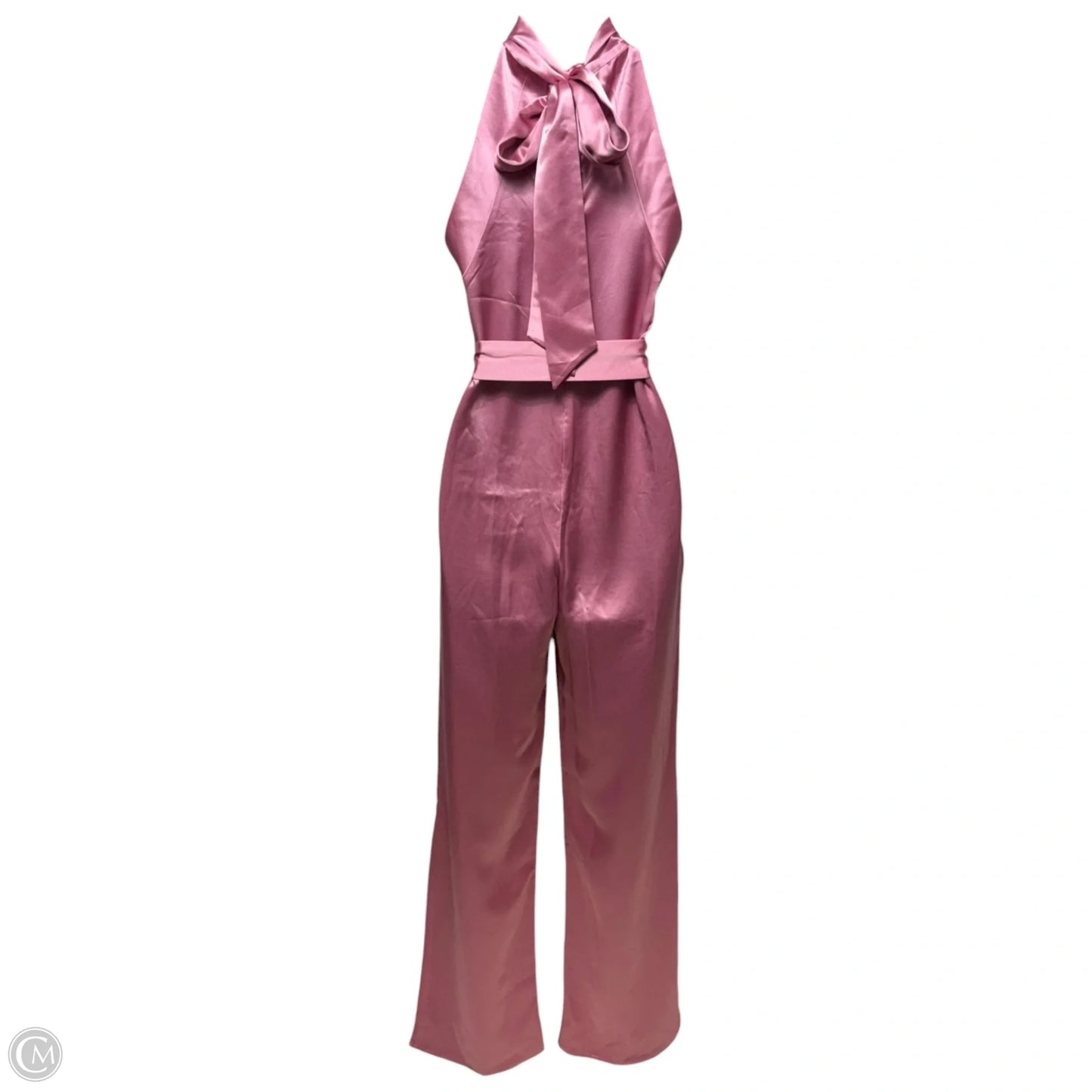 Silky Halter Jumpsuit By Something Navy In Pink, Size: Xs