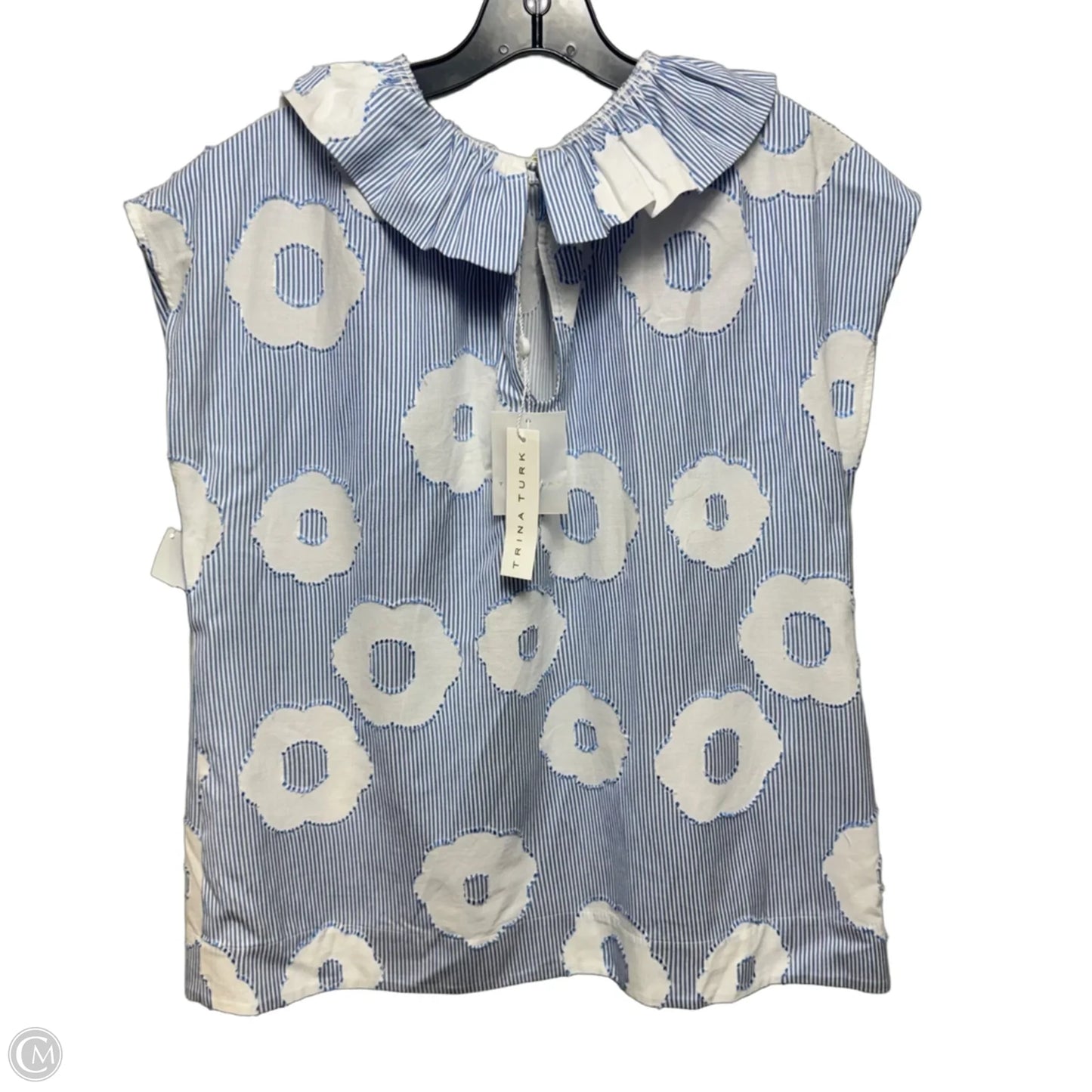 Top Sleeveless By Trina Turk In Blue & White, Size: M