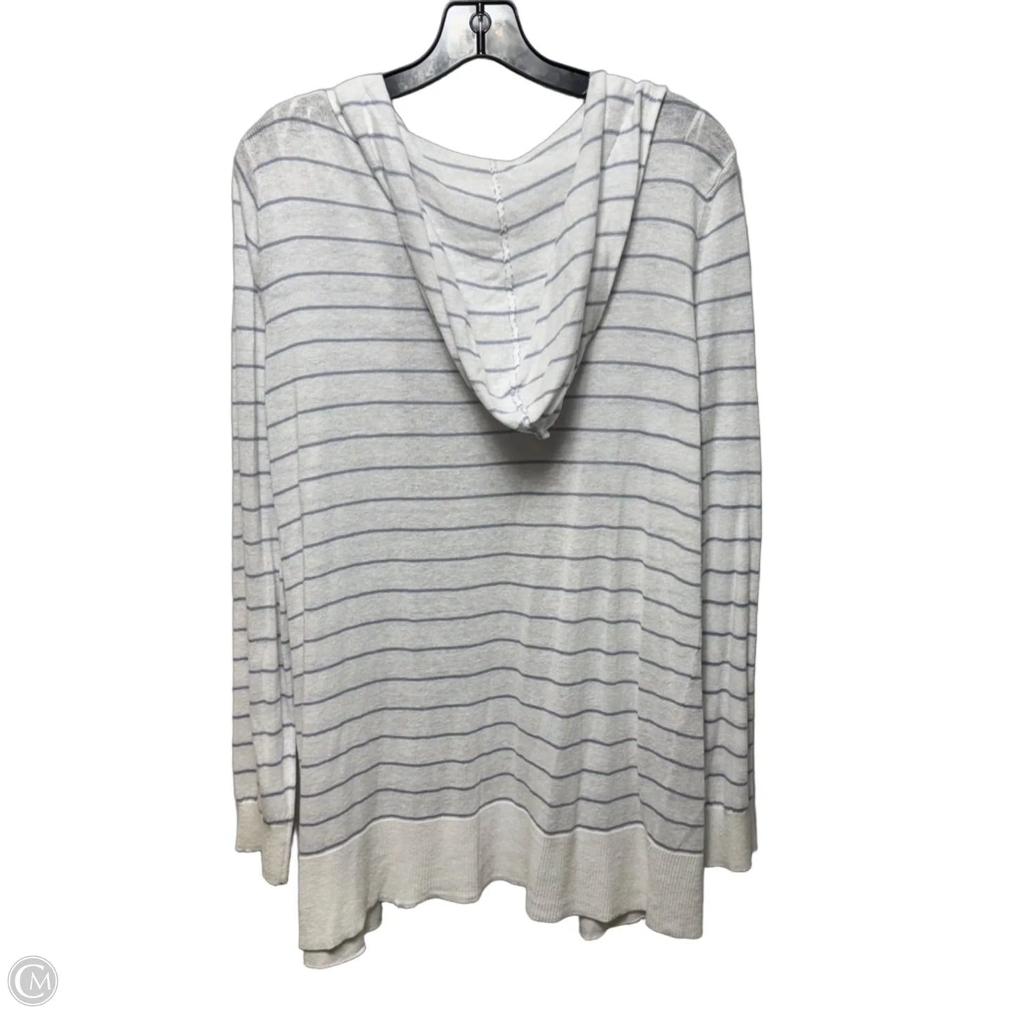 Hooded Linen Blend Sweater Cardigan By Cynthia Rowley In Striped Pattern, Size: Xl