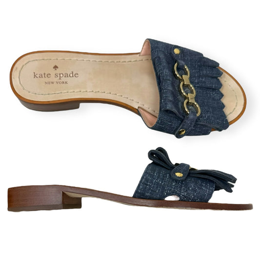 Brie Denim Flat Slide Sandals Designer By Kate Spade  Size: 7.5
