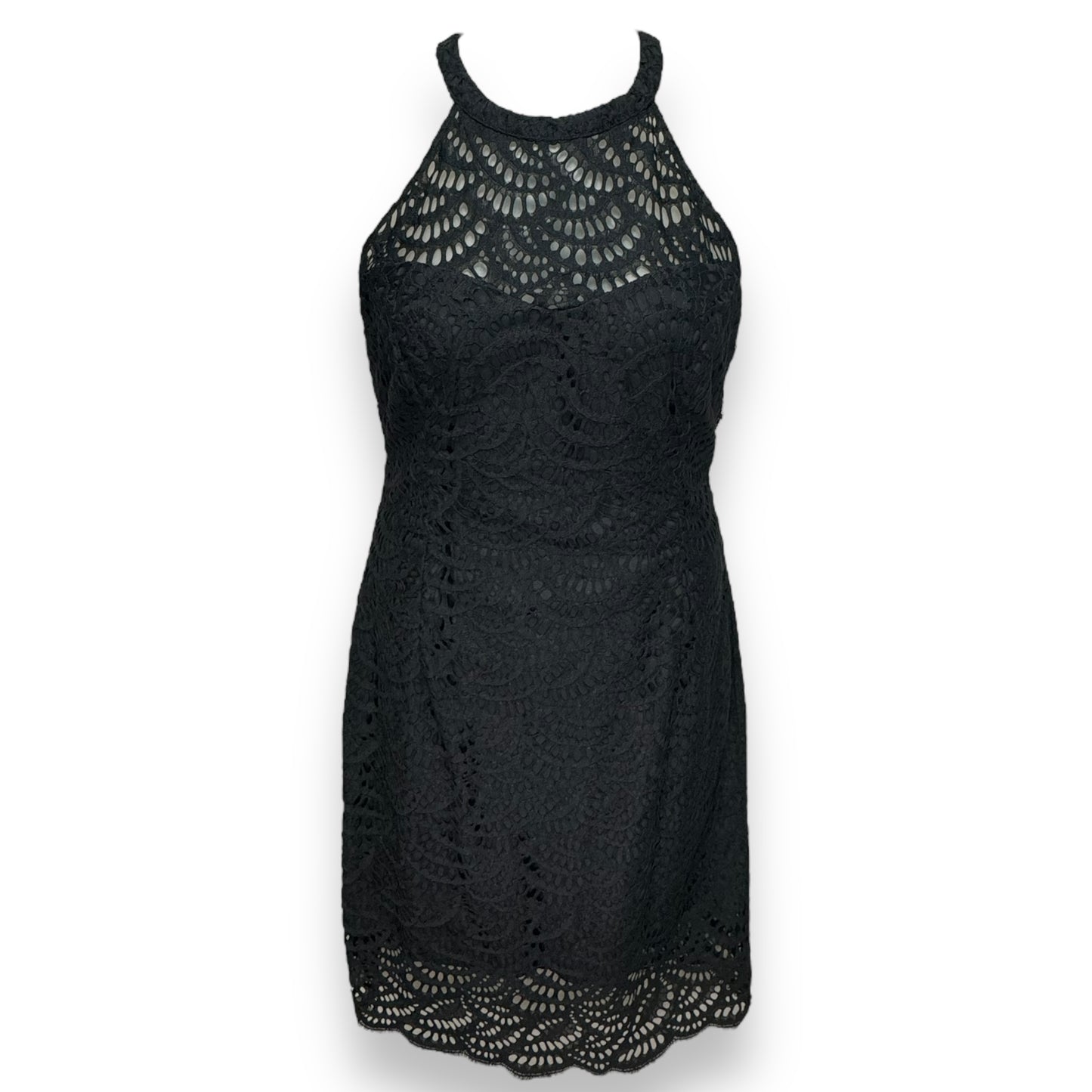 Kenna Dress Designer By Lilly Pulitzer In Onyx Scalloped Fan Lace, Size: M