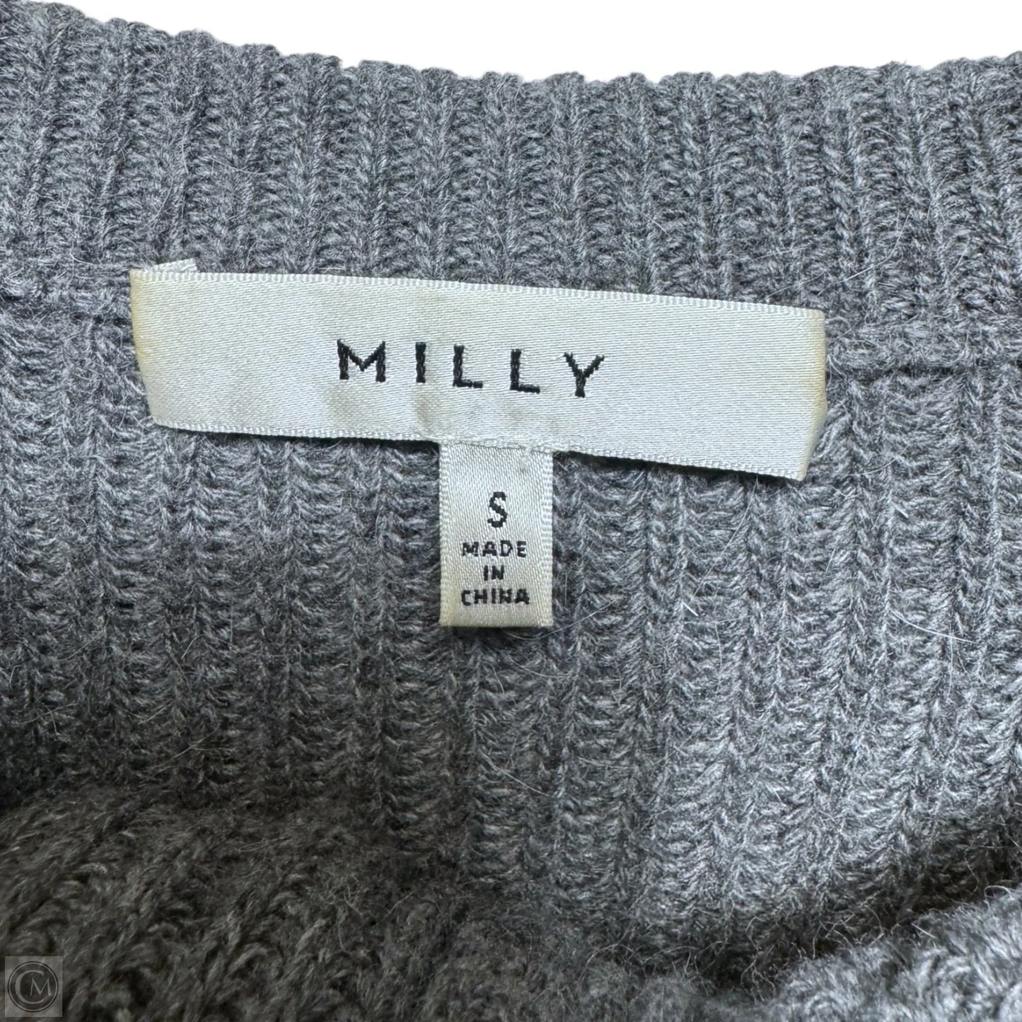 Cashmere Blend Leather Sleeve Sweater Designer By Milly In Grey, Size: S
