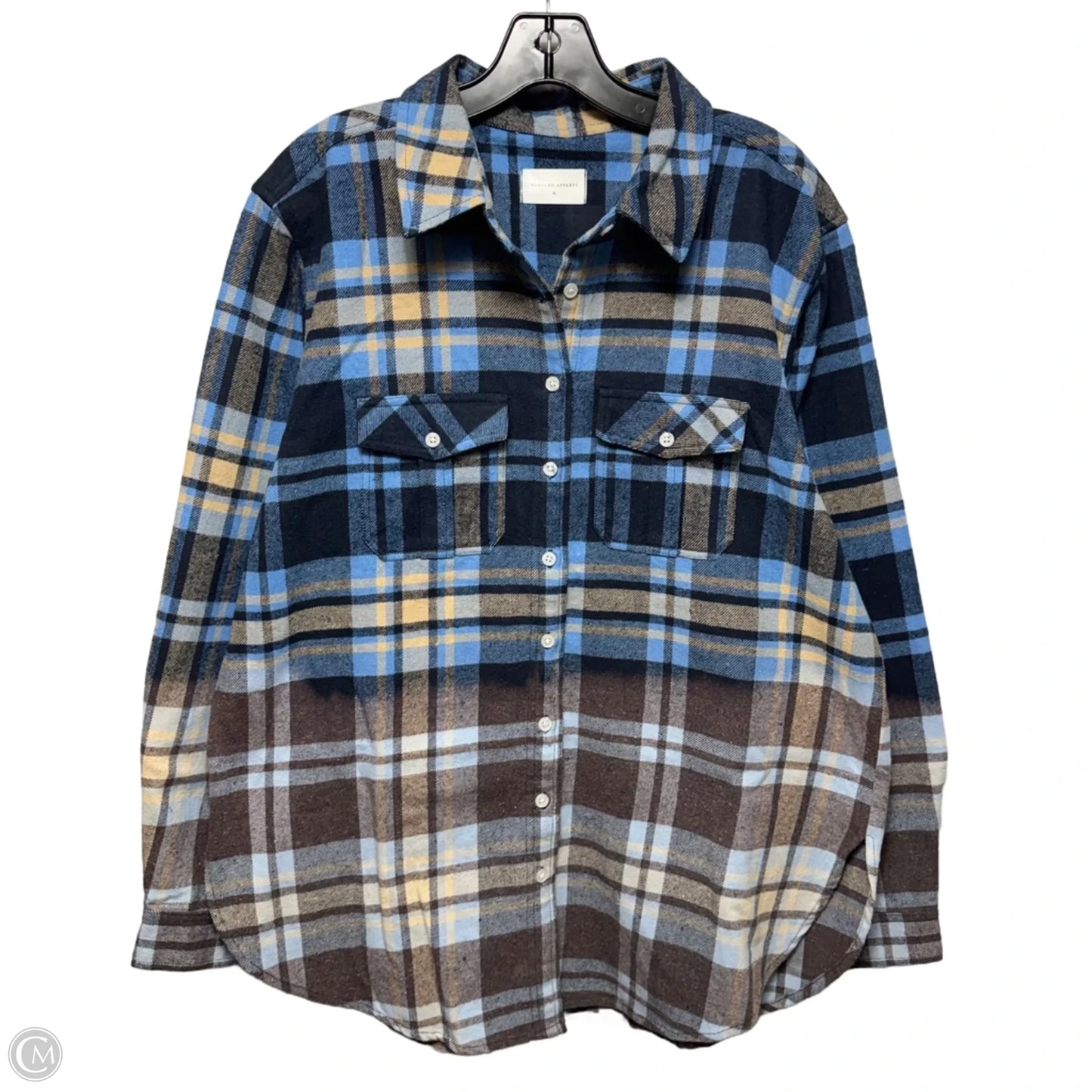 Top Long Sleeve By Panache Apparel In Plaid Pattern, Size: Xl