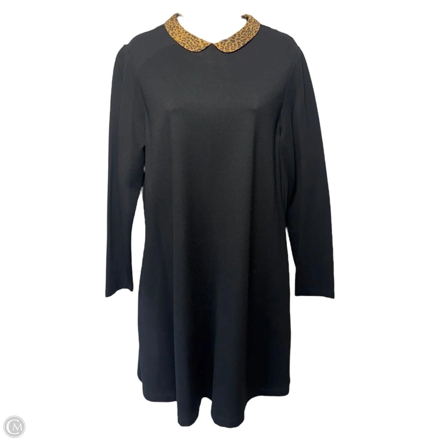 Janey Leopard Peter Pan Collar Swing Dress By J Mclaughlin In Black, Size: M