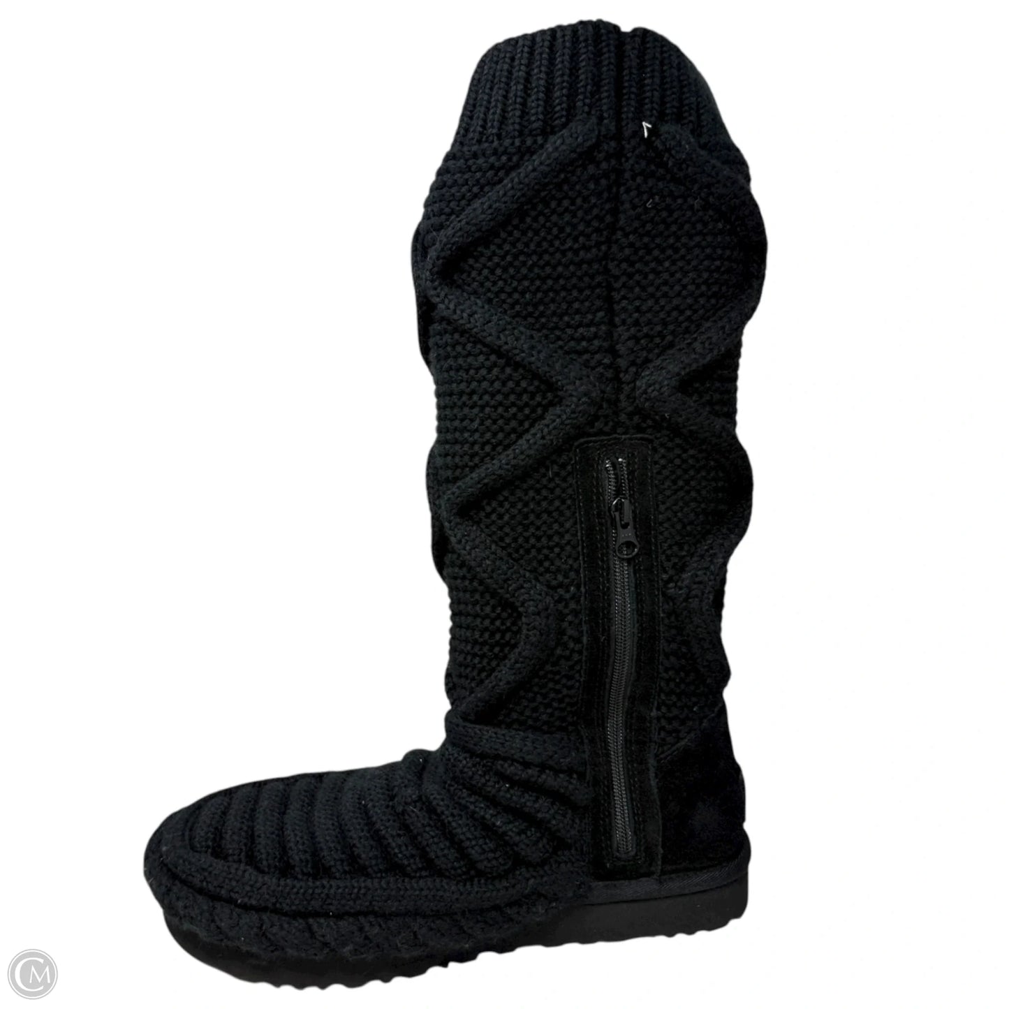 Classic Cardi Cabled Knit Boots Designer By Ugg In Black, Size: 10